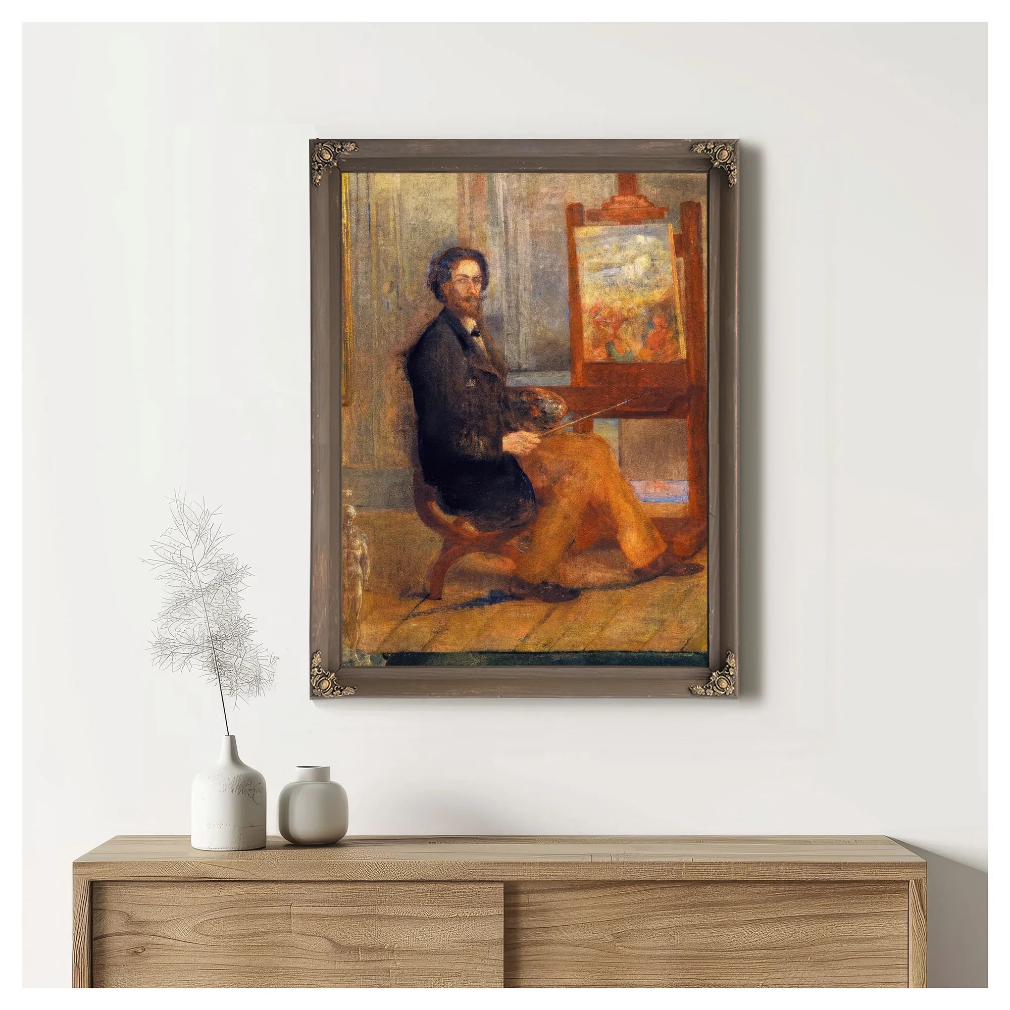 Self Portrait At The Easel By James Ensor Fine Art Print
