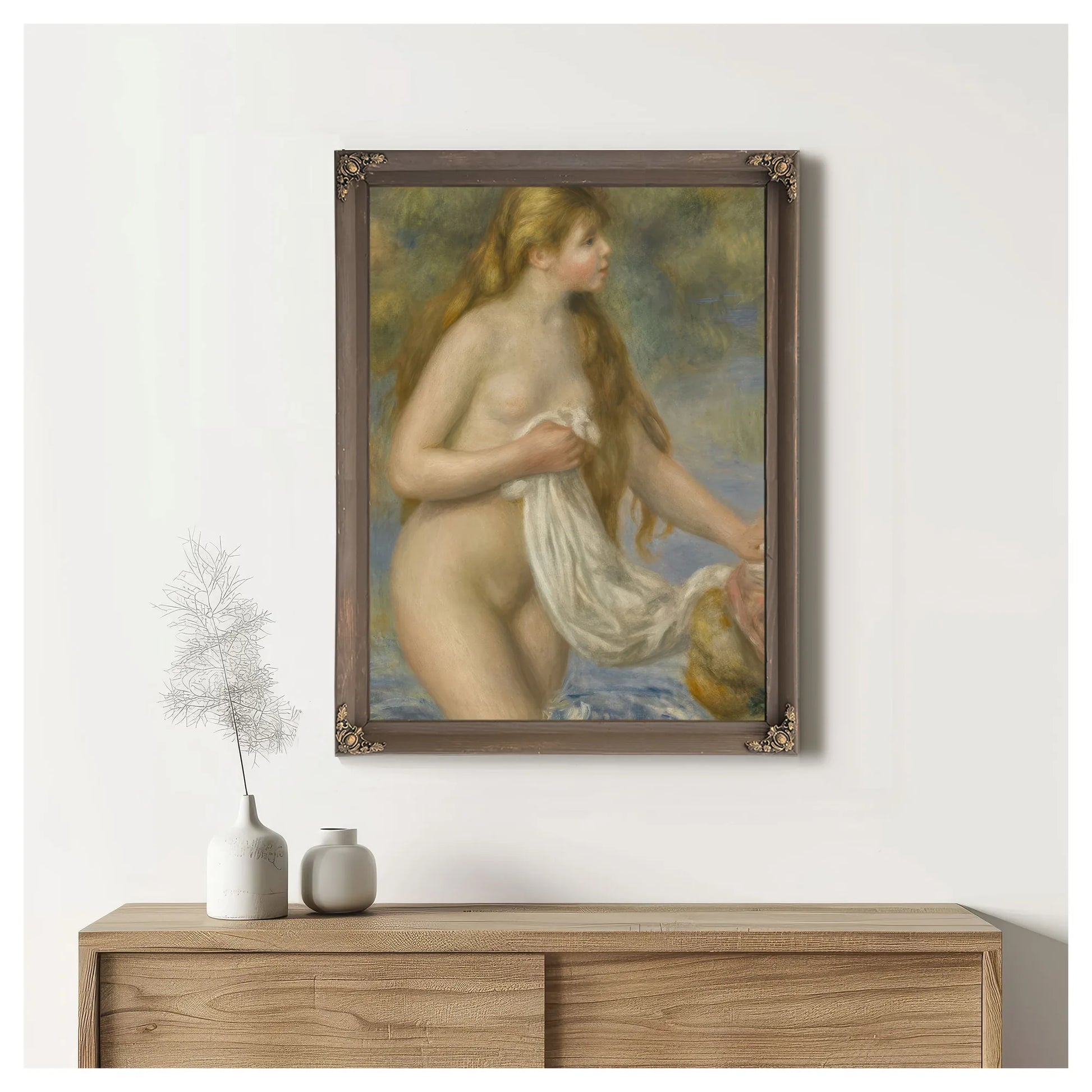 Bather With Long Hair (Baigneuse Aux Cheveux Longs) By Pierre Auguste Renoir Fine Art Print