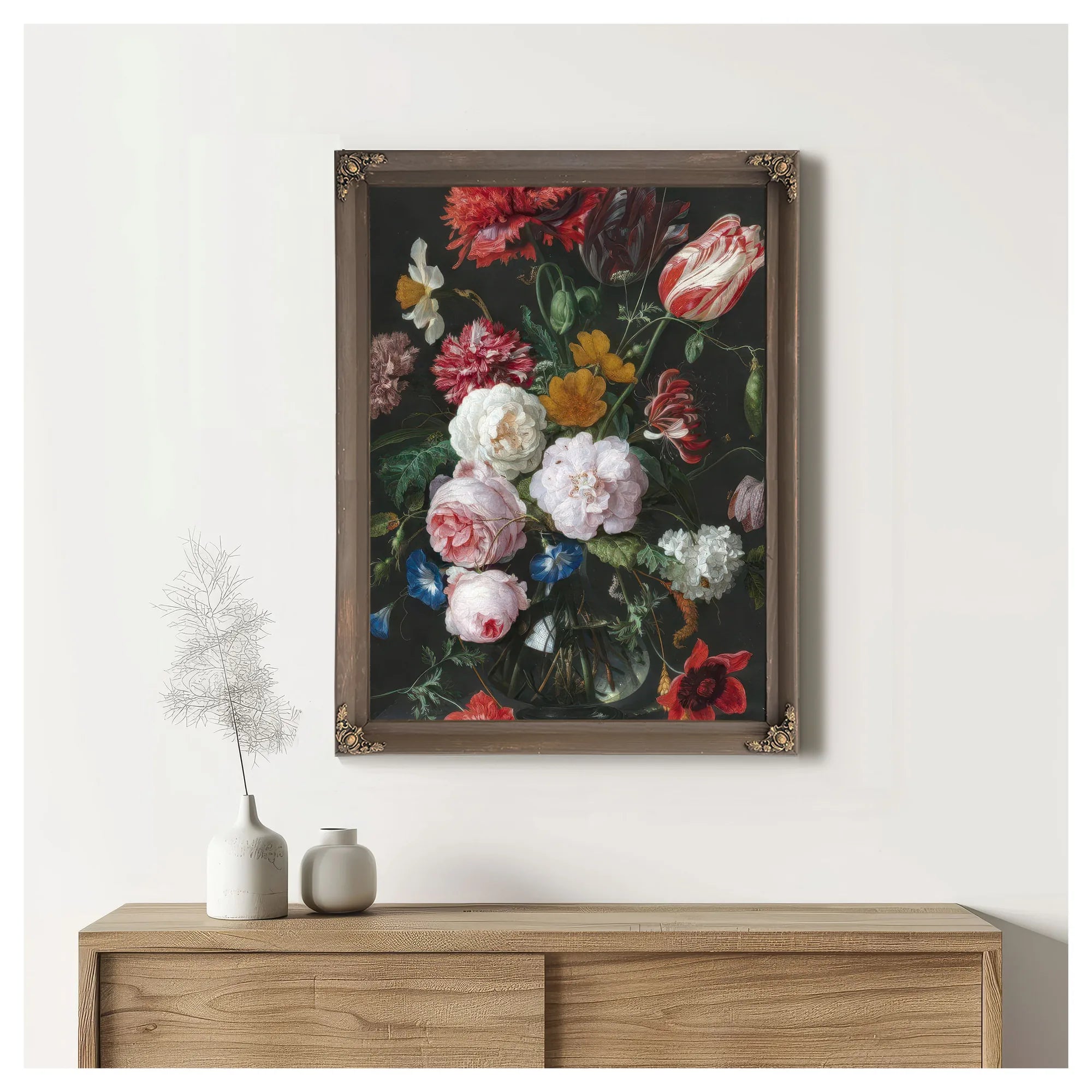 Still Life With Flowers In A Glass Vase By Jan Davidsz De Heem Fine Art Print