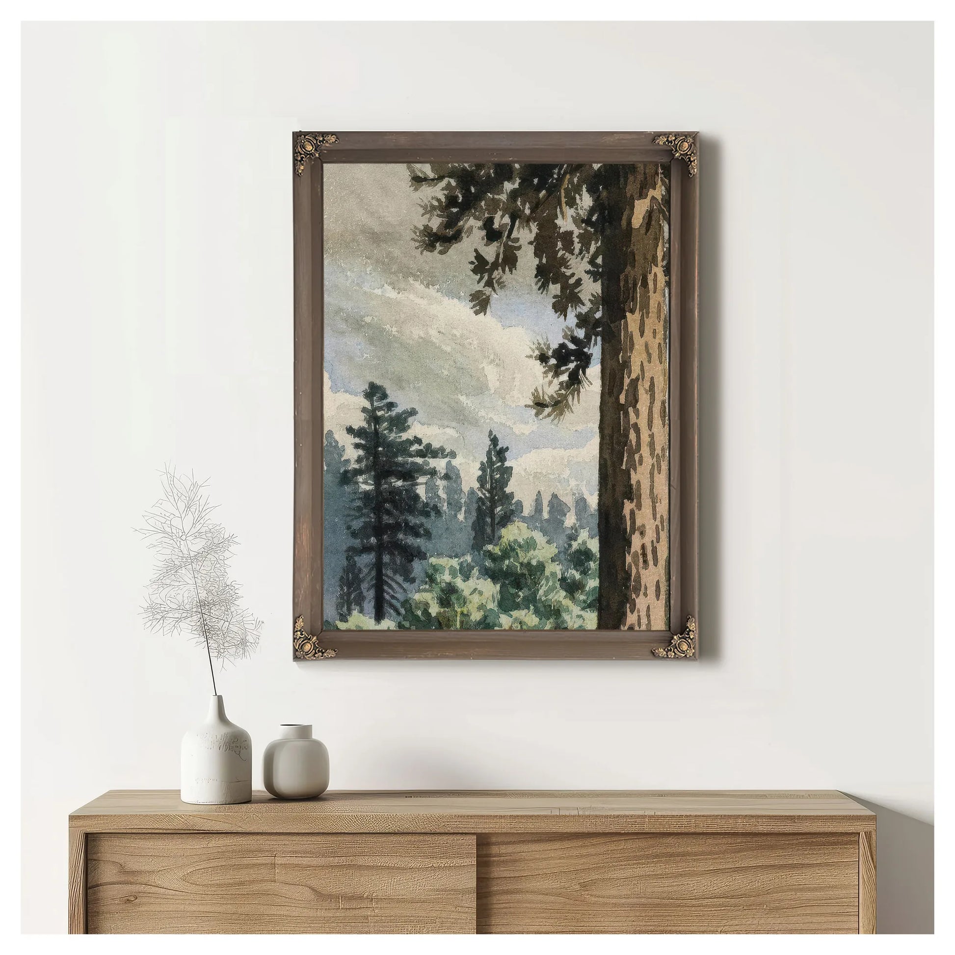 Pine Trees 1892; Happy New Year 1893 (A Pair) By Maynard Dixon Fine Art Print