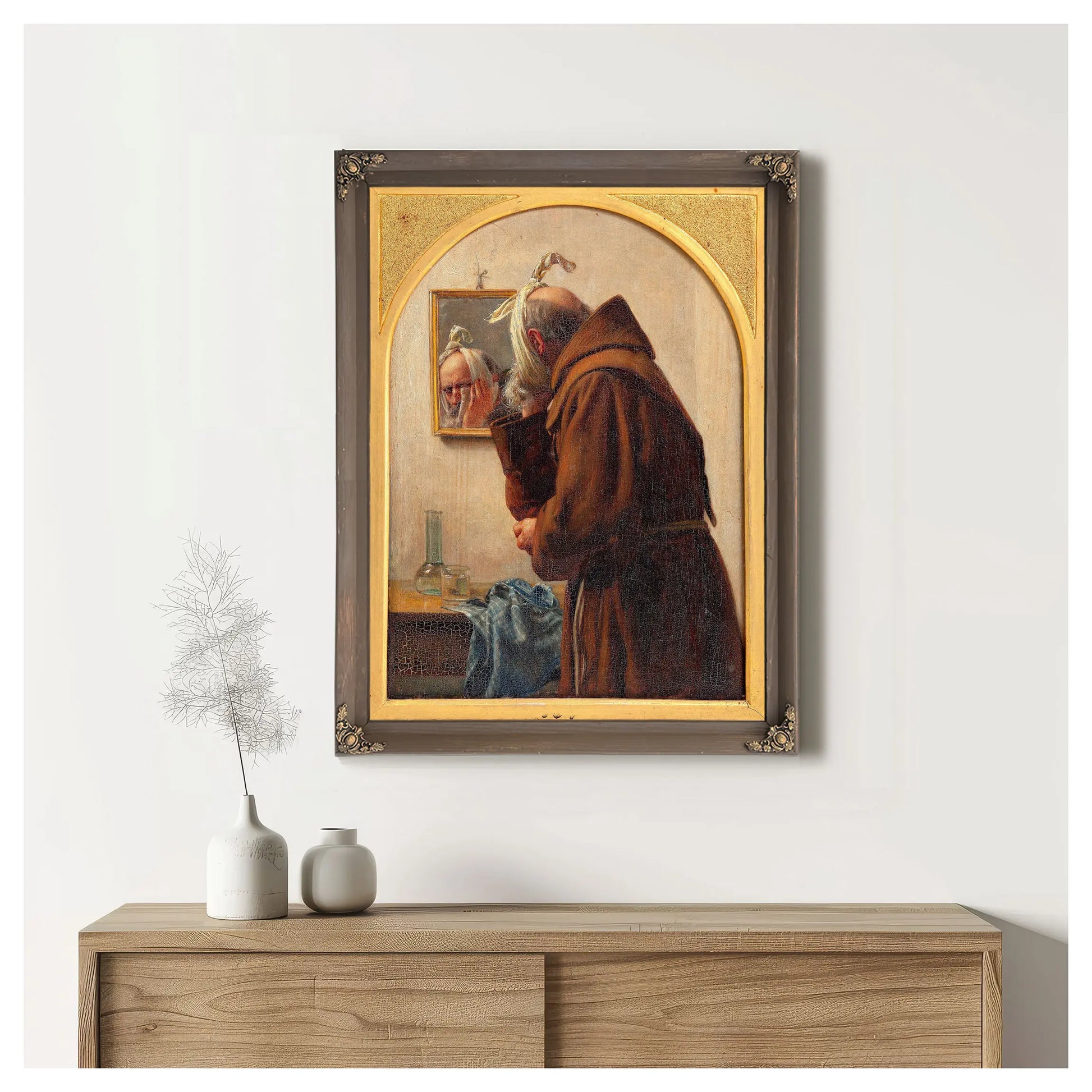 A Monk Examines Himself In A Mirror by Carl Bloch