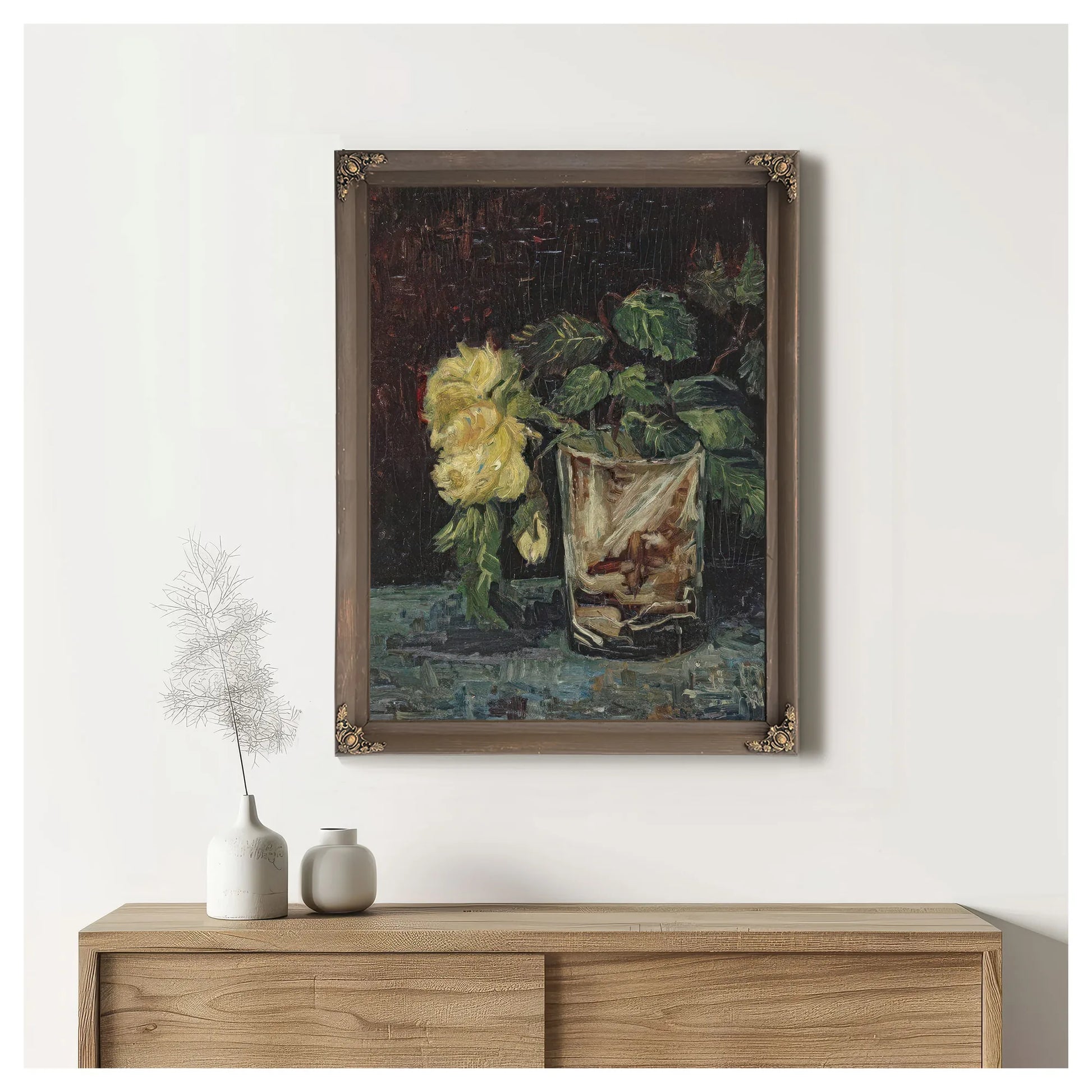 Glass With Yellow Roses By Vincent Van Gogh Fine Art Print