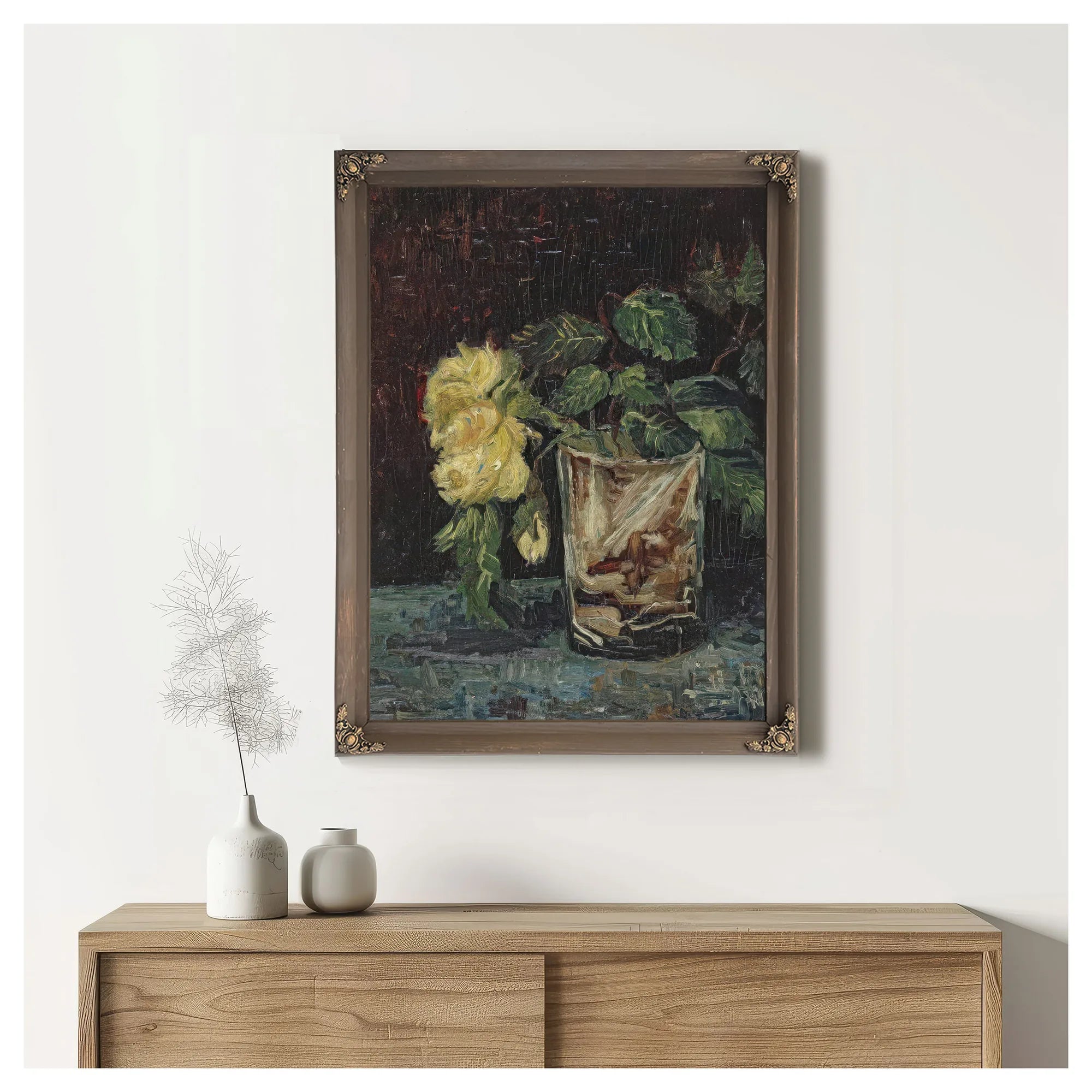 Glass With Yellow Roses By Vincent Van Gogh Fine Art Print