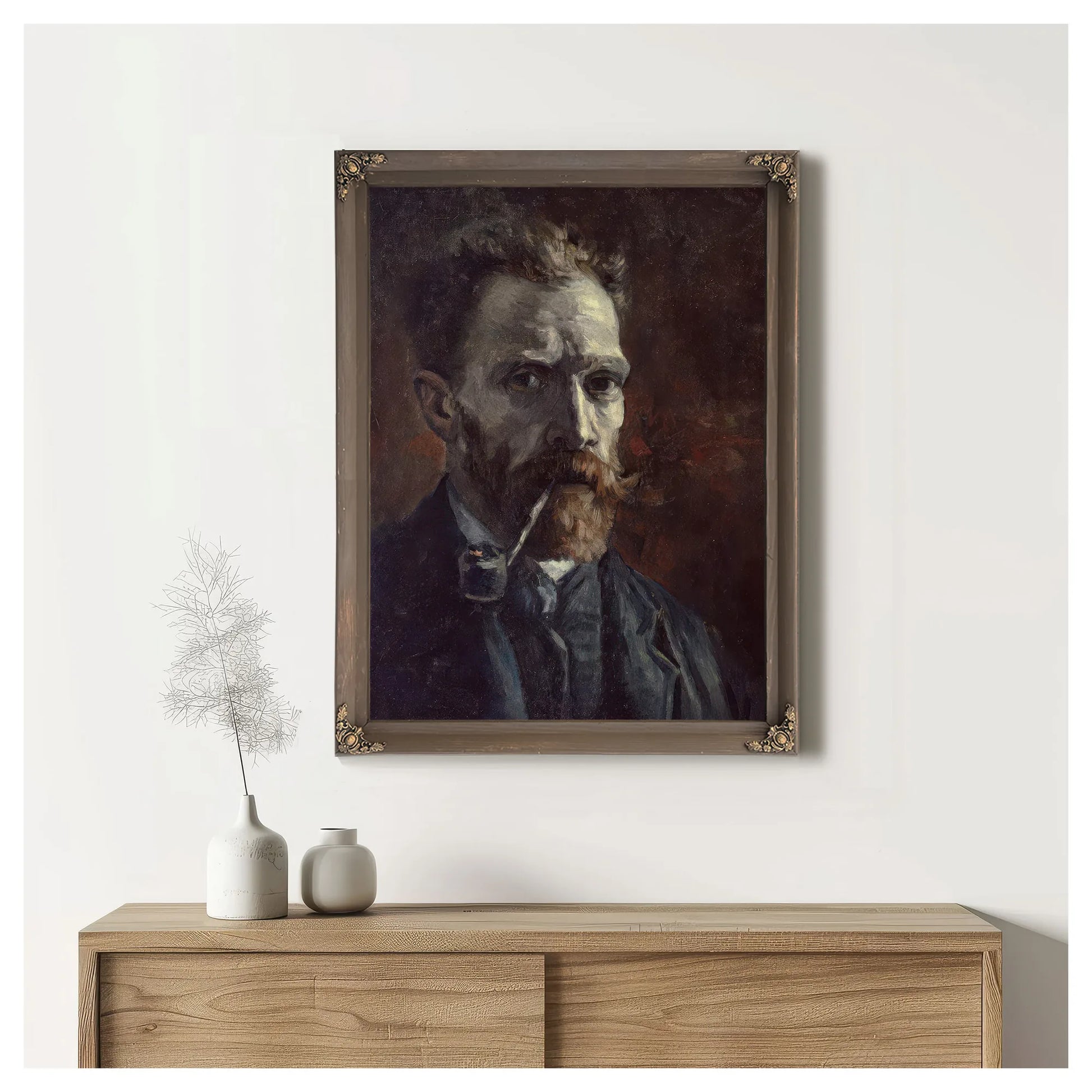 Self Portrait With Pipe By Vincent Van Gogh Fine Art Print