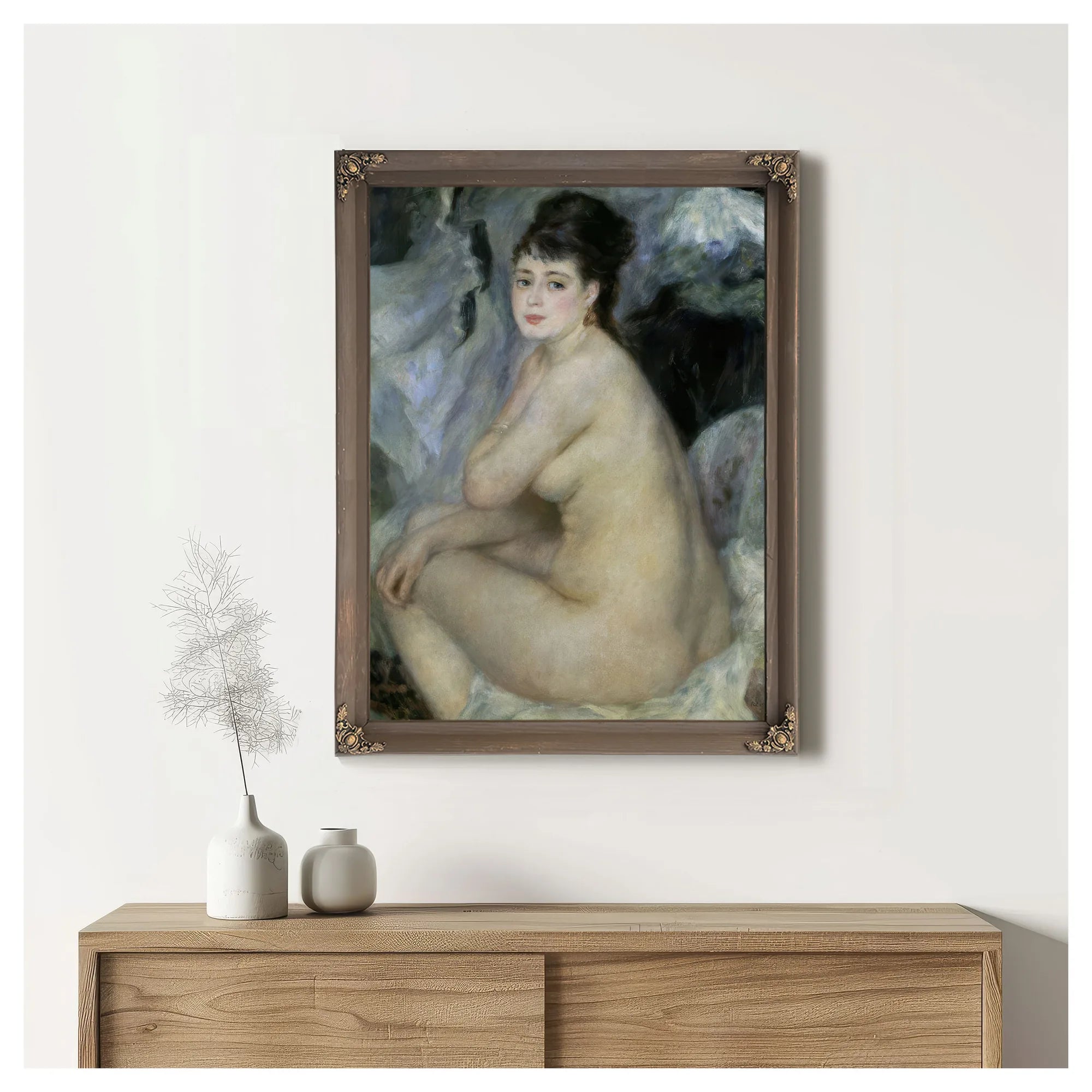 Nude, Or Nude Seated On A Sofa By Pierre Auguste Renoir Fine Art Print