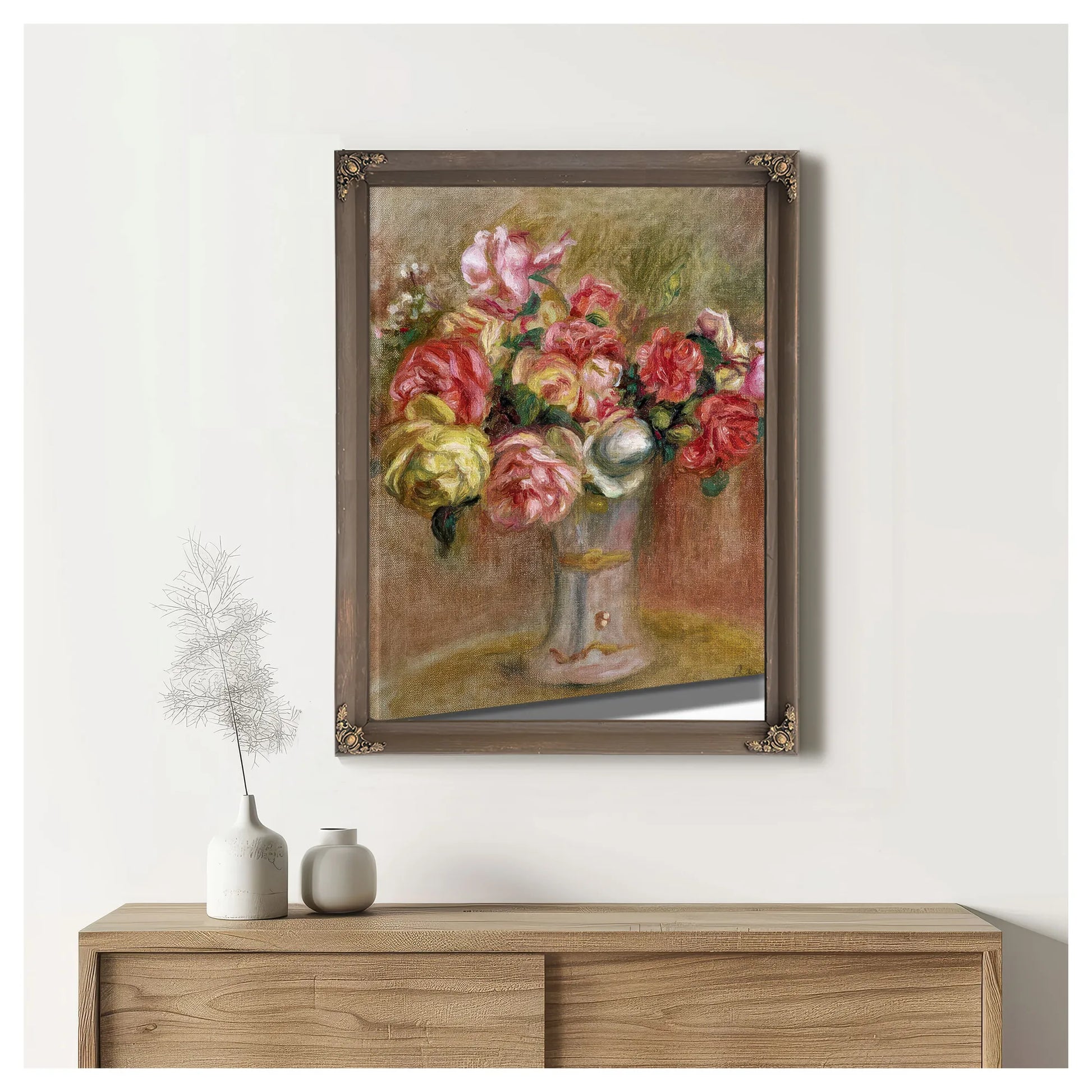 Roses In A Sevres Vase By Pierre Auguste Renoir Fine Art Print