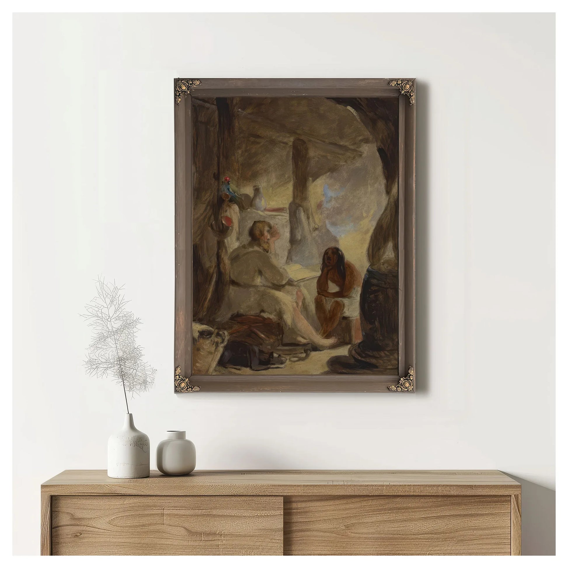 Robinson Crusoe And Friday In The Cave By Thomas Sully Fine Art Print