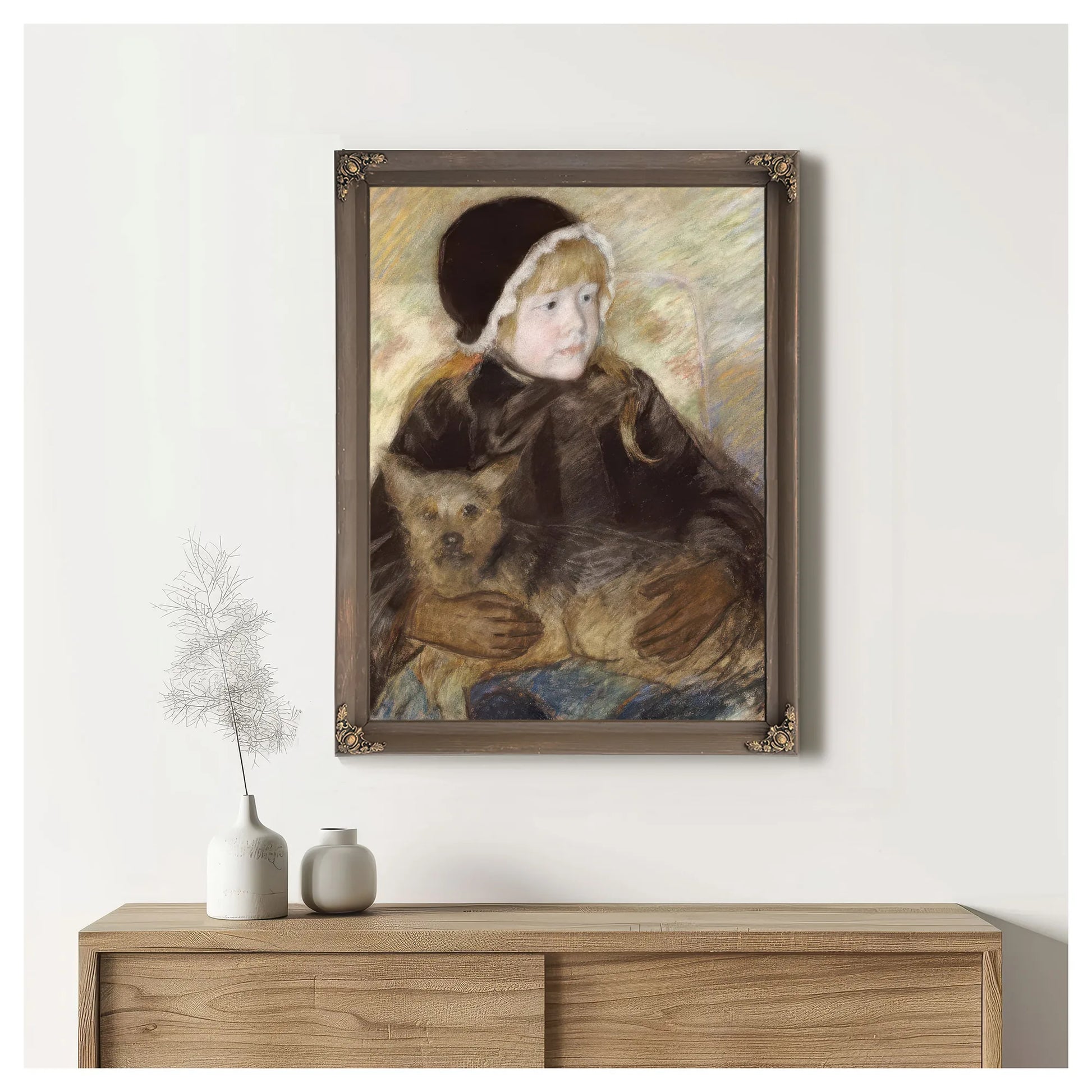 Elsie Cassat Holding A Big Dog By Mary Cassatt Fine Art Print