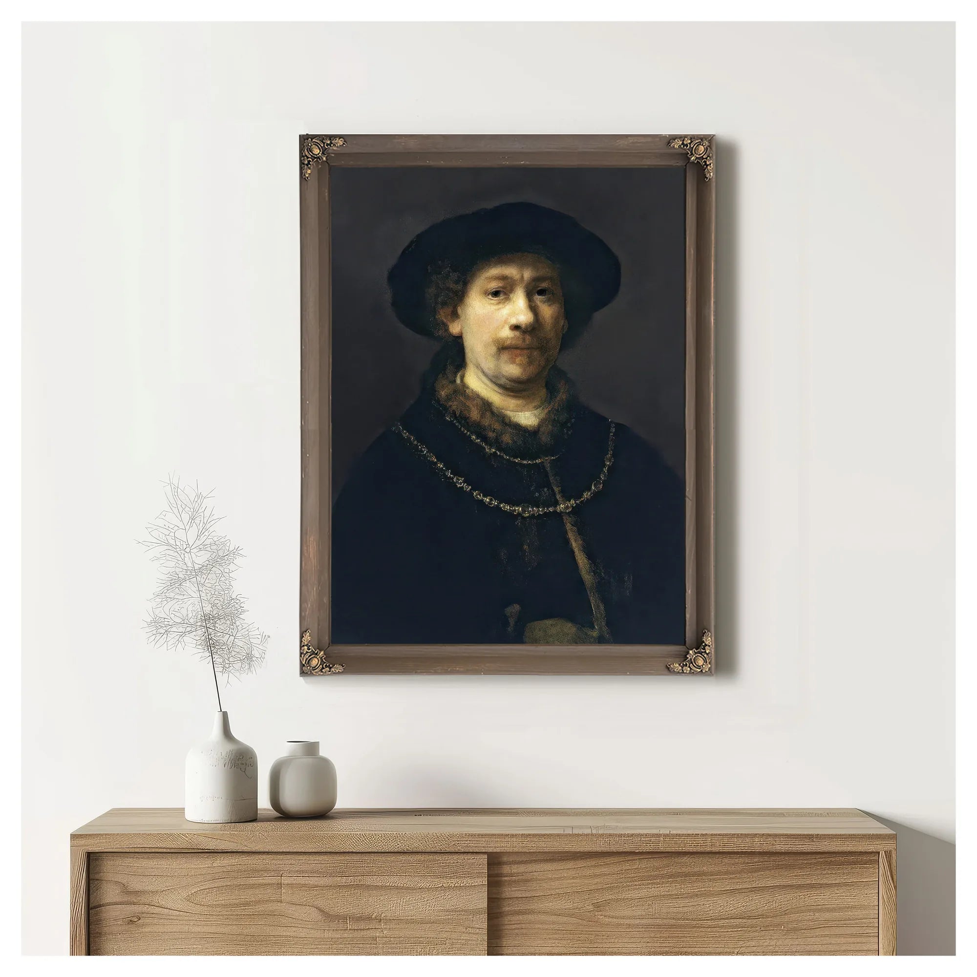Self Portrait With A Hat And Two Chains By Rembrandt Fine Art Print