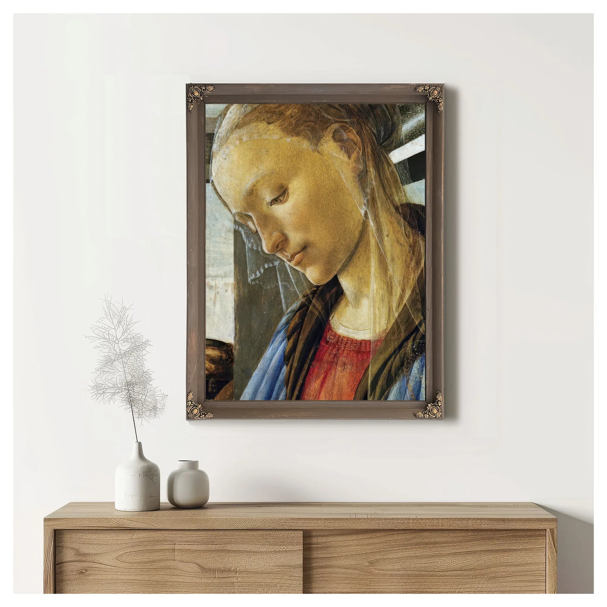 Detail Of Mary From Madonna Of The Eucharist By Sandro Botticelli Fine Art Print