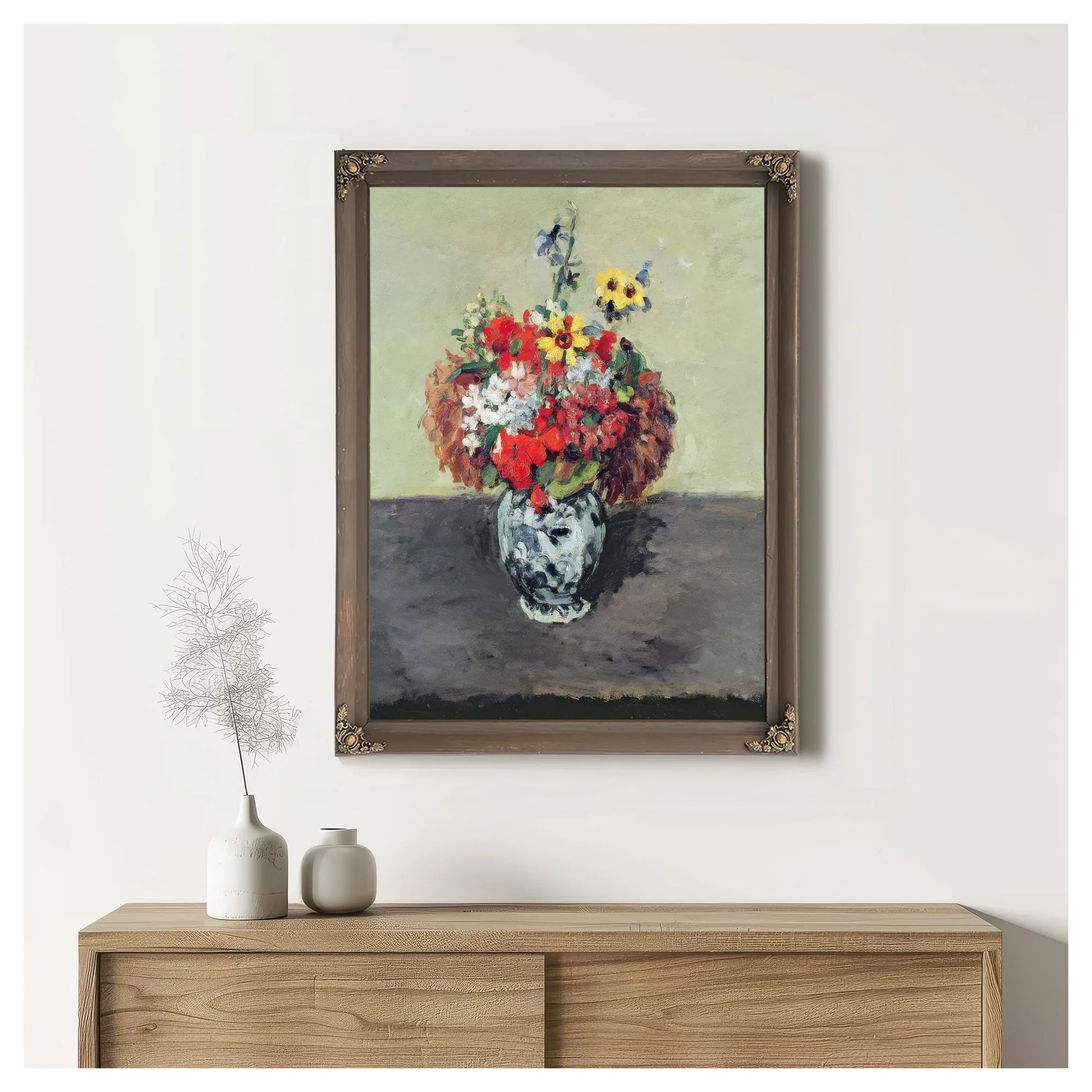 Flowers In A Delft Vase By Paul Cezanne Fine Art Print