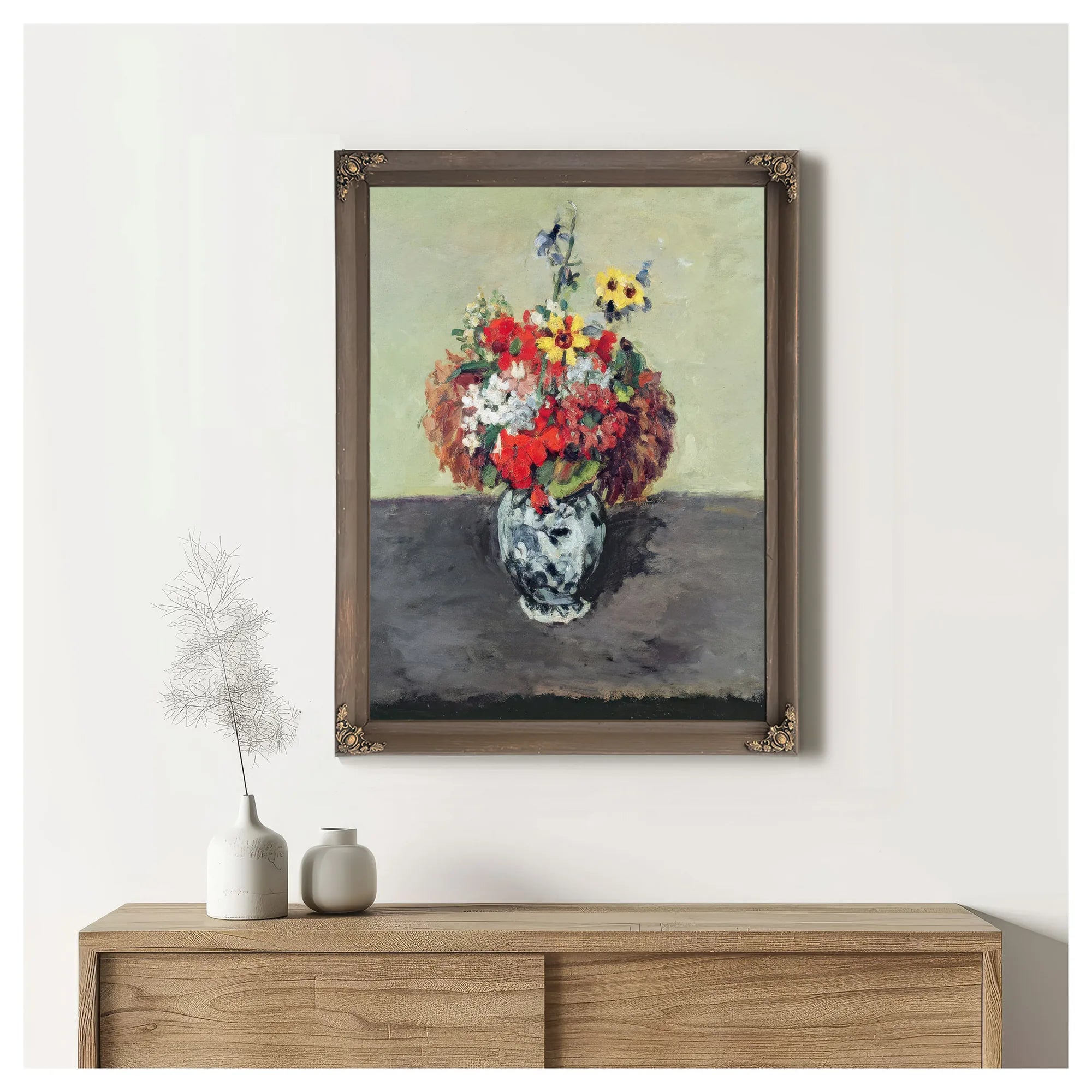 Flowers In A Delft Vase By Paul Cezanne Fine Art Print