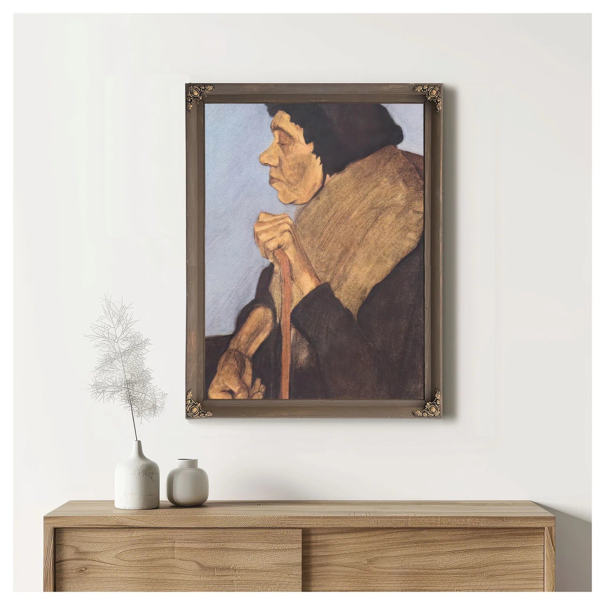 Old Blind Woman Sitting By Paula Modersohn Becker Fine Art Print