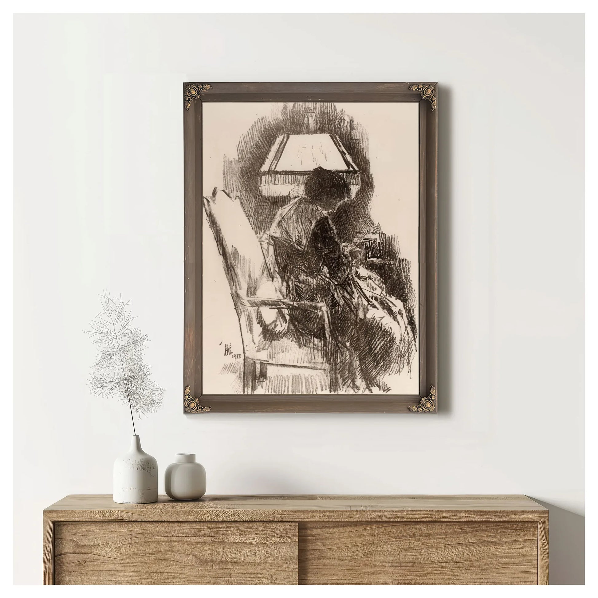 Mrs. Hassam, Knitting By Childe Hassam Fine Art Print