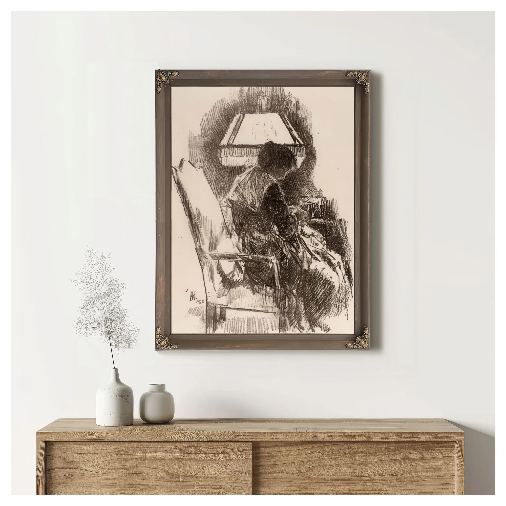 Mrs. Hassam, Knitting By Childe Hassam Fine Art Print
