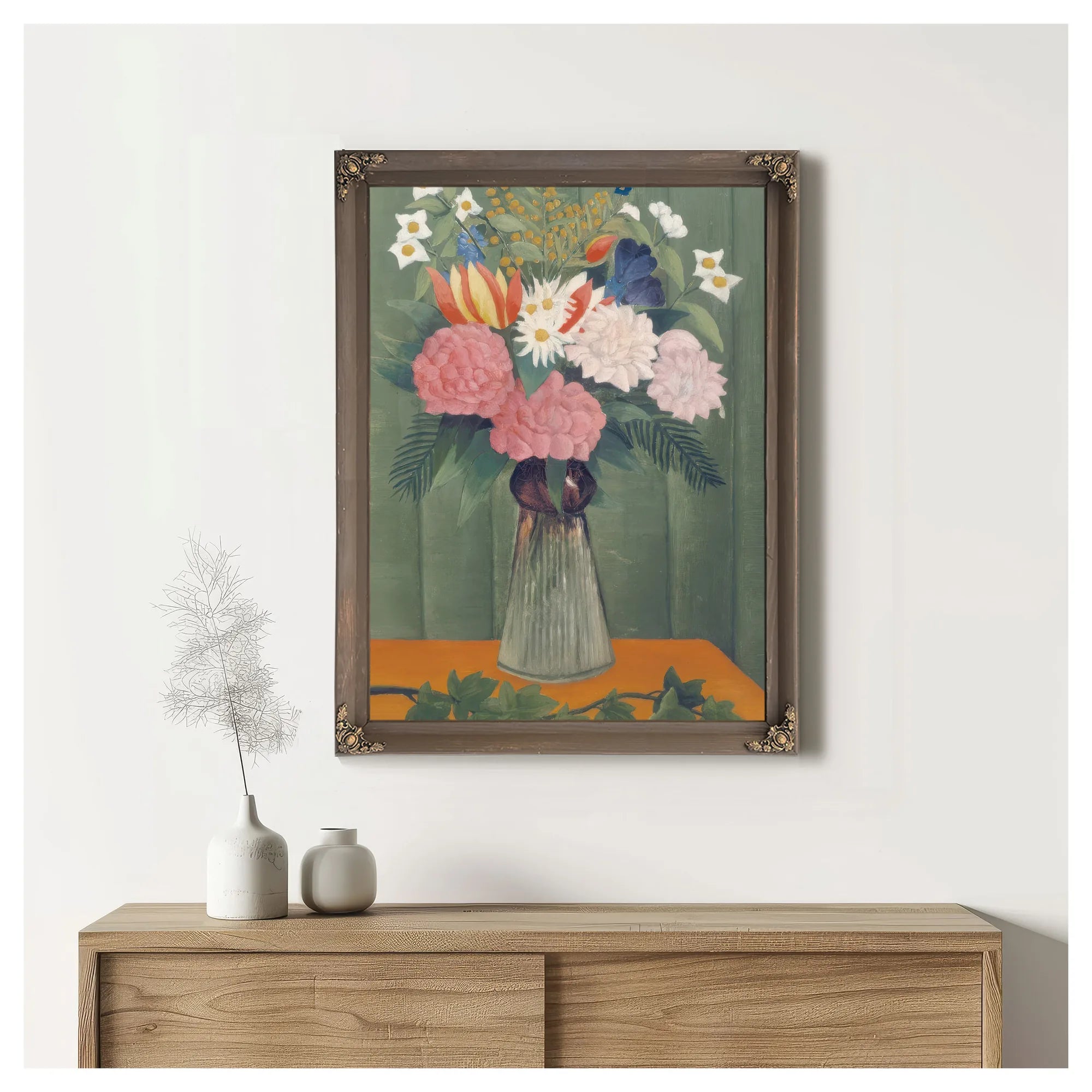 Flowers In A Vase By Henri Julien Felix Rousseau Fine Art Print
