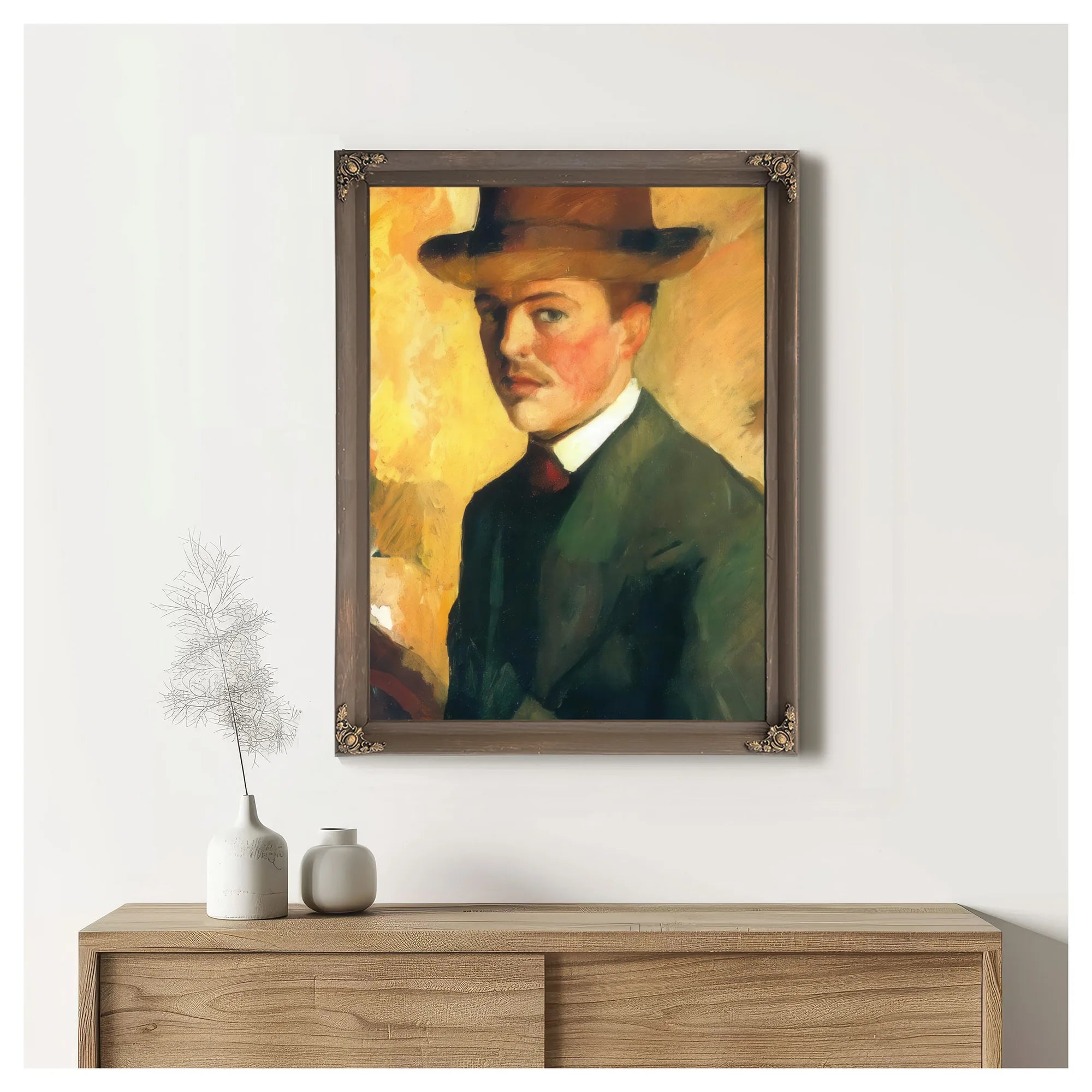 Self Portrait With A Hat By August Macke Fine Art Print