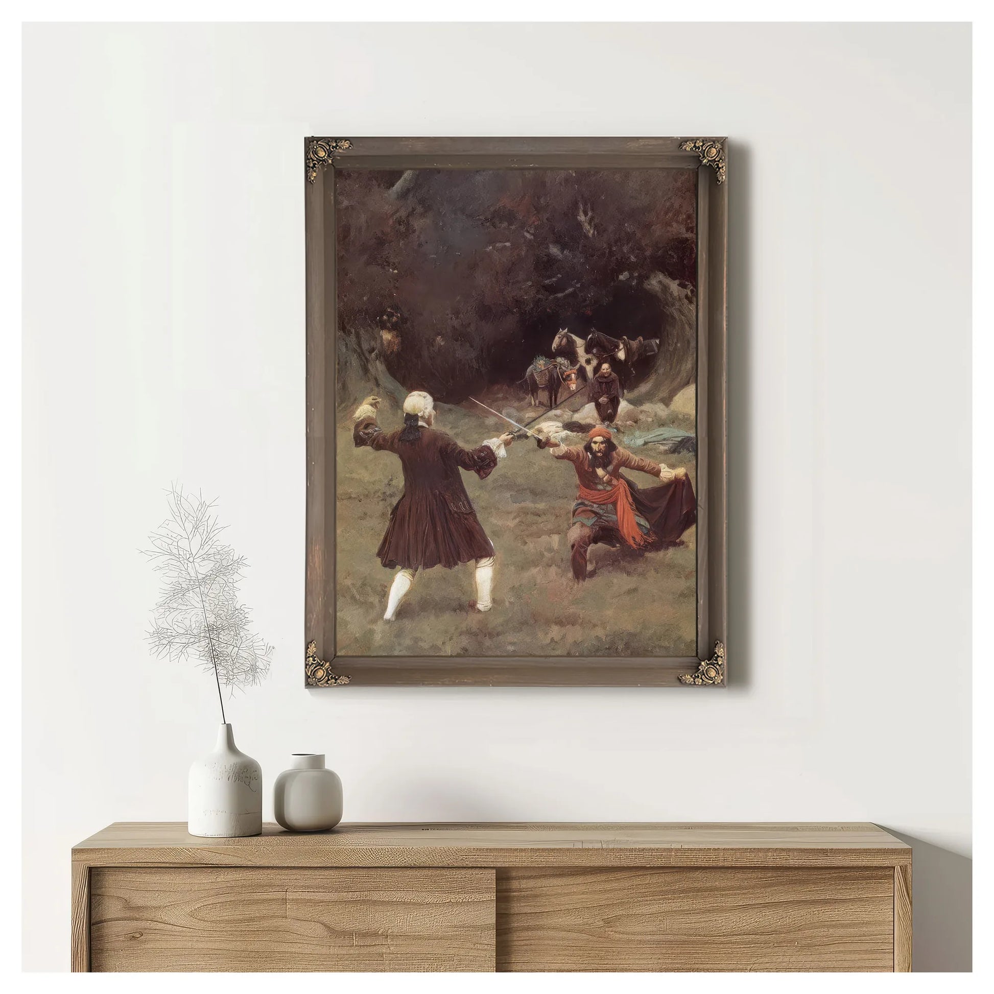 The Duel Between John Blumer And Cazaio By Howard Pyle Fine Art Print
