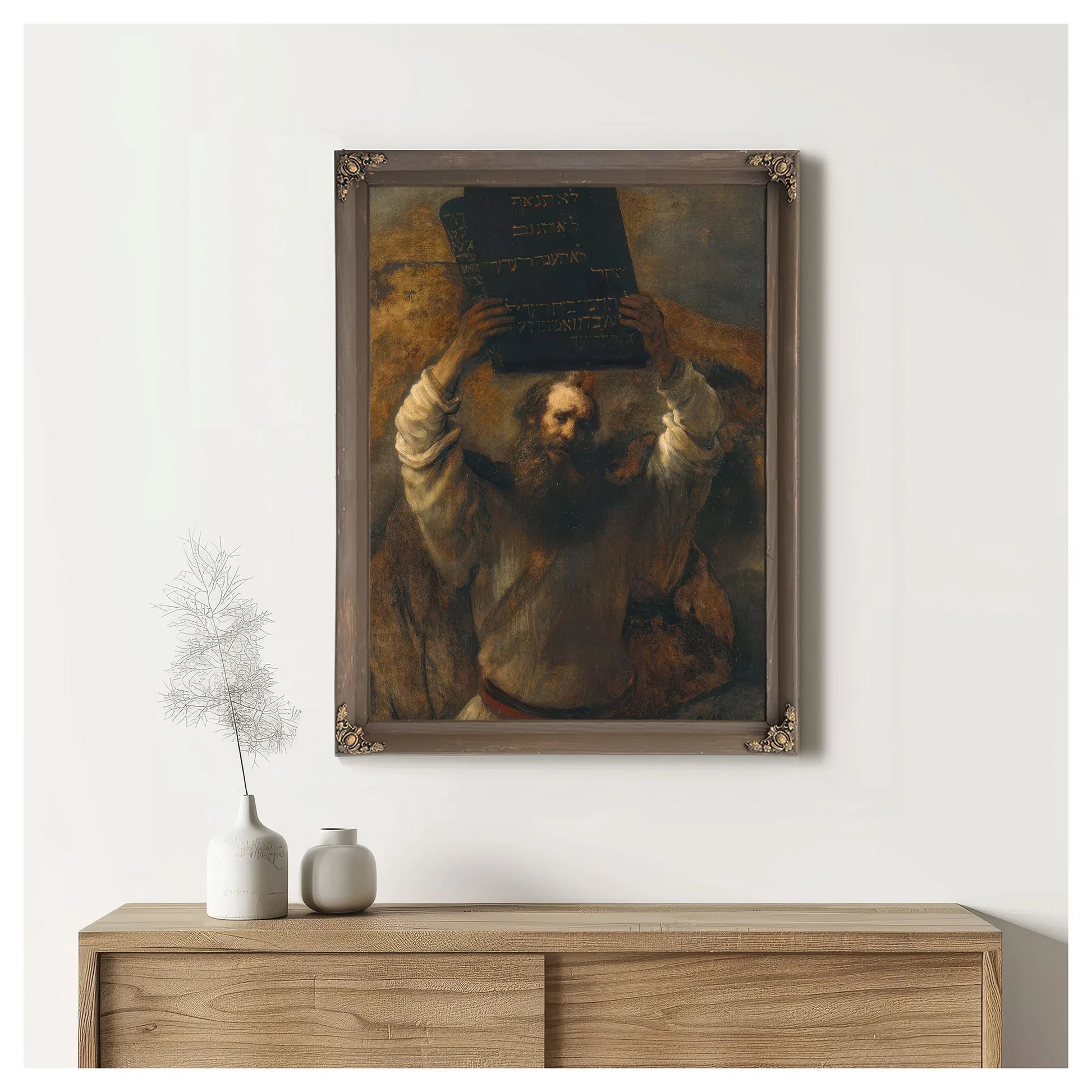 Moses With The Ten Commandments By Rembrandt Fine Art Print