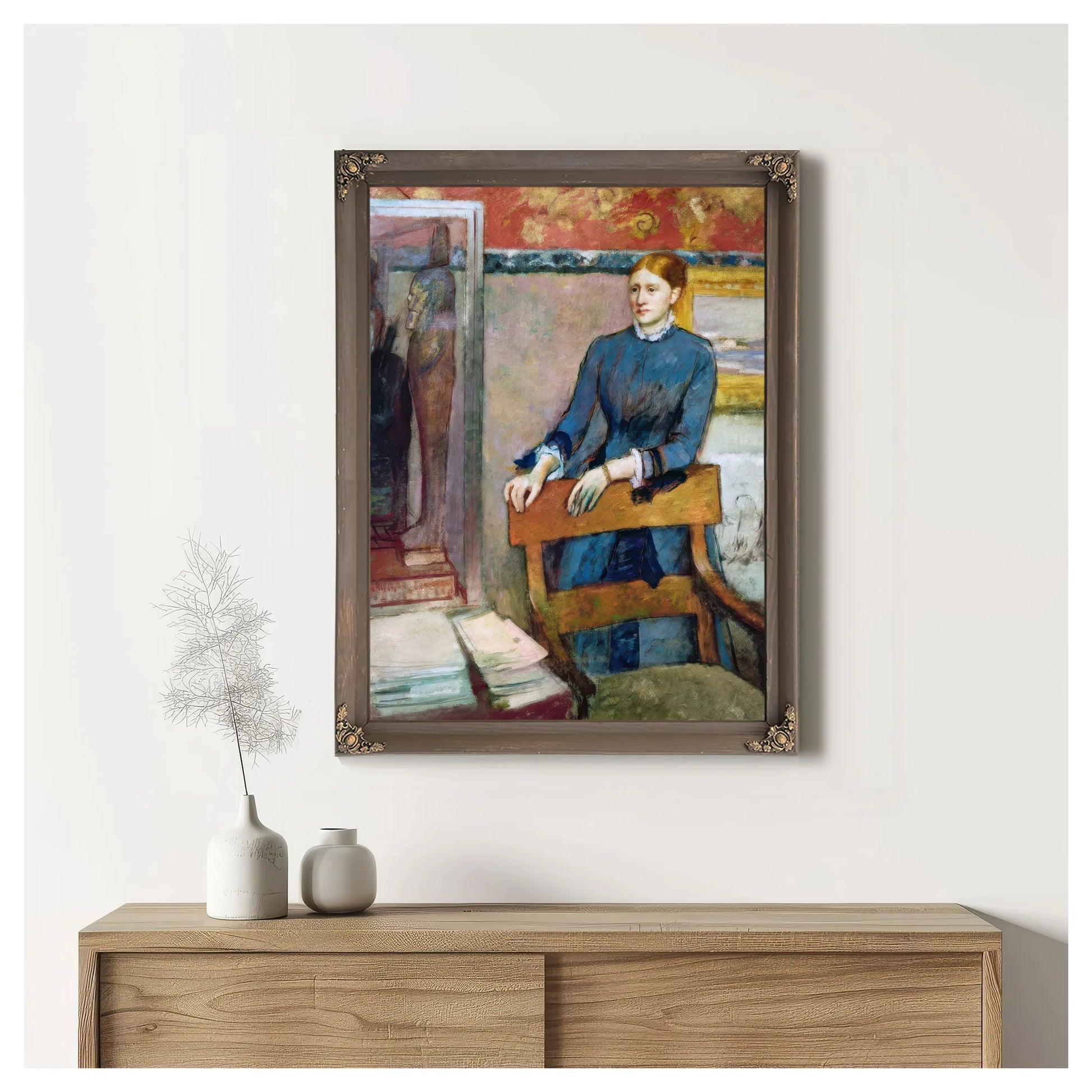 Helene Rouart In Her Father's Study By Edgar Degas Fine Art Print