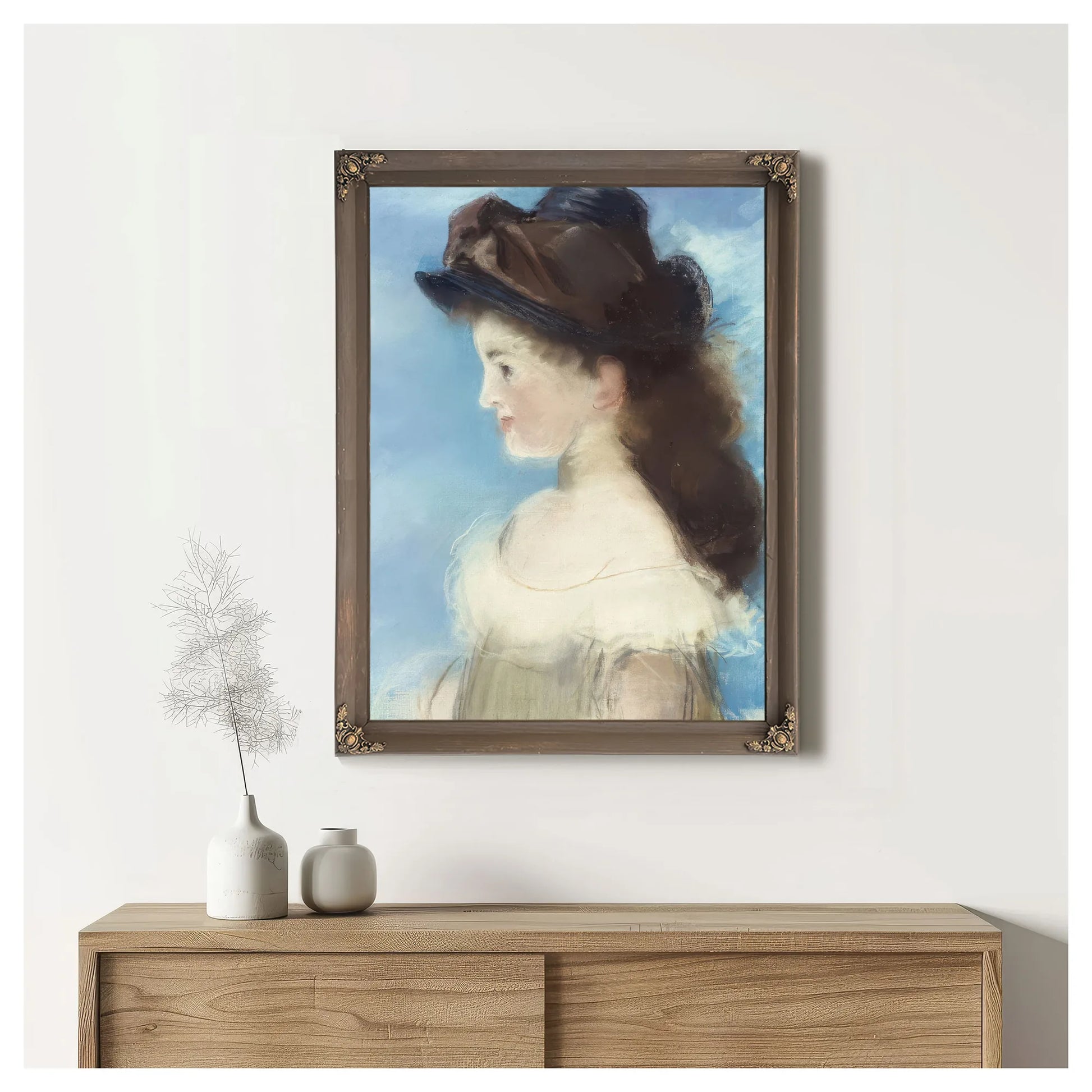Portrait Of Mademoiselle Hecht Wearing A Hat, Seen In Profile By Edouard Manet Fine Art Print