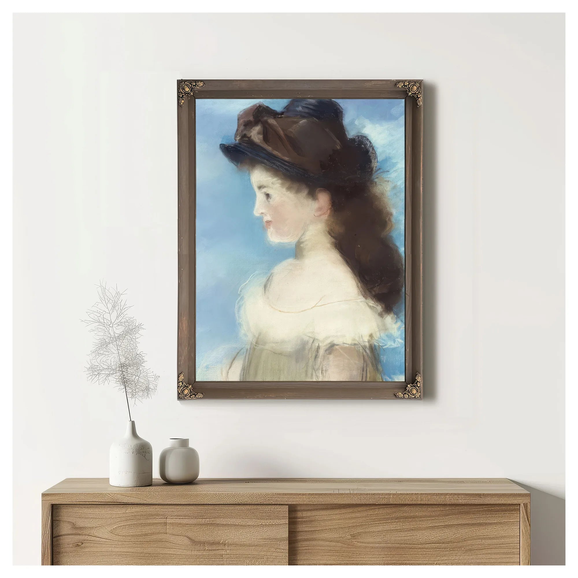 Portrait Of Mademoiselle Hecht Wearing A Hat, Seen In Profile By Edouard Manet Fine Art Print