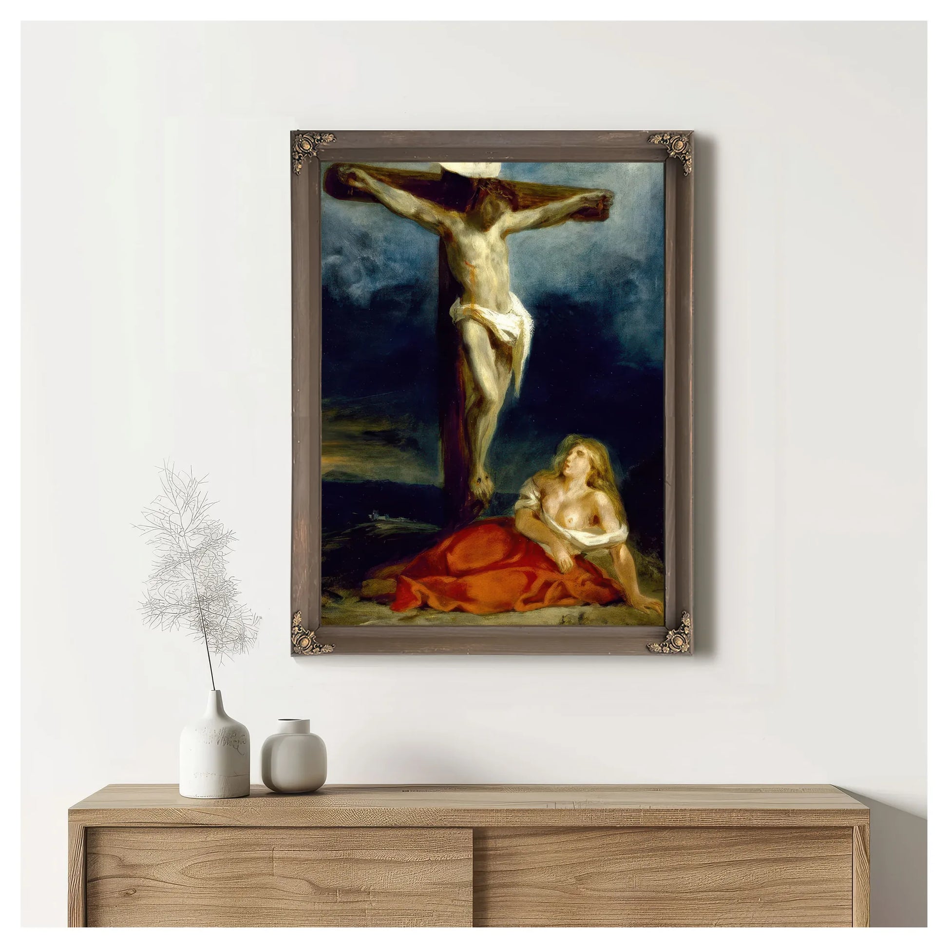 Saint Mary Magdalene At The Foot Of The Cross By Ferdinand Victor Eugene Delacroix Fine Art Print