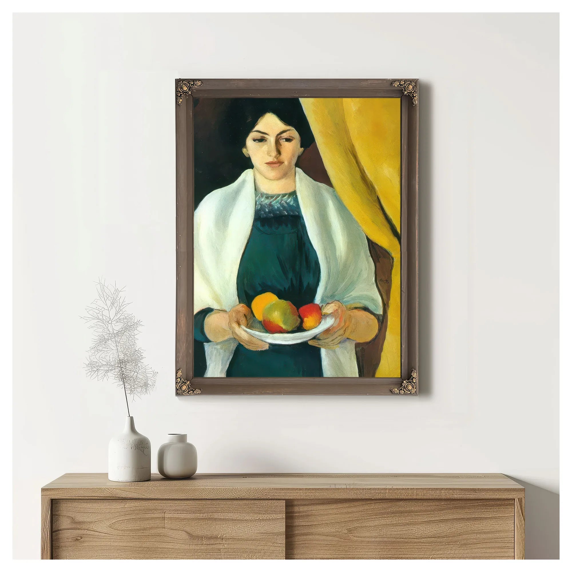 Portrait With Apples By August Macke Fine Art Print