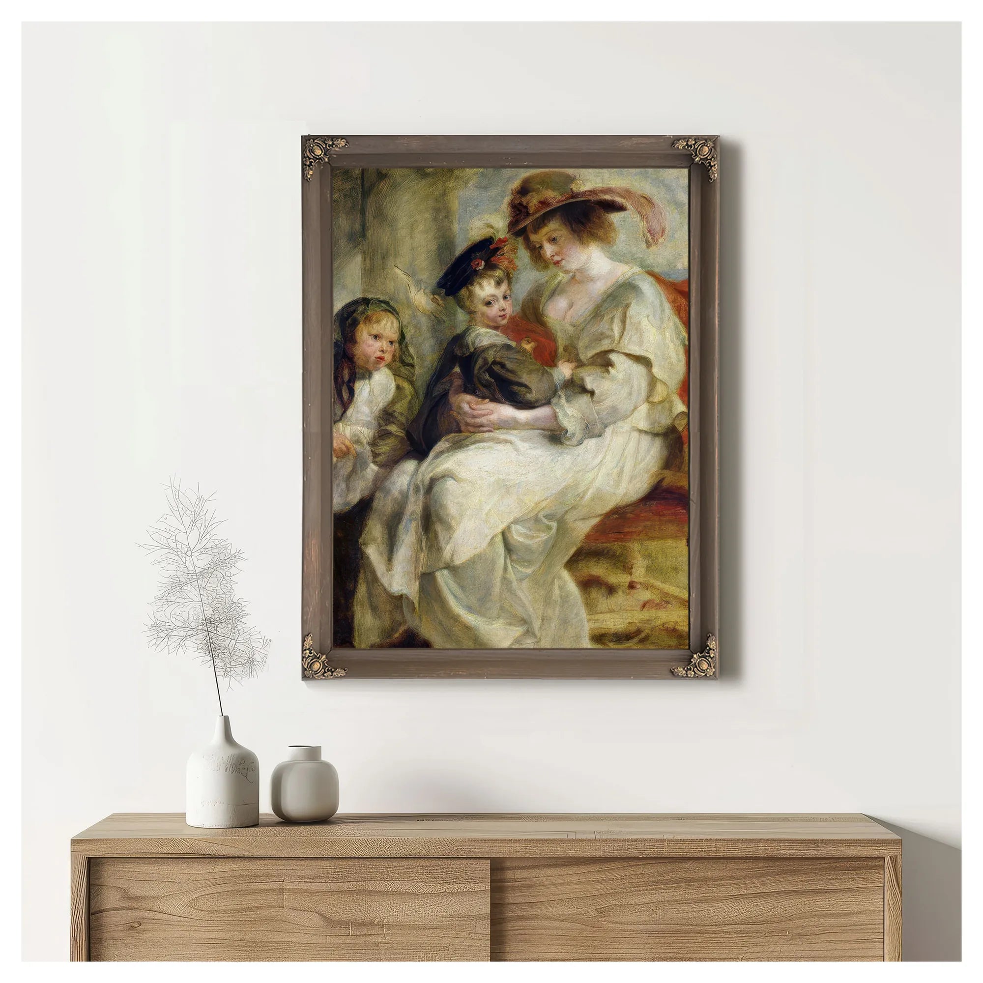 Helene Fourment (1614 73) With Two Of Her Children Claire Jeanne And Francois By Peter Paul Rubens Fine Art Print
