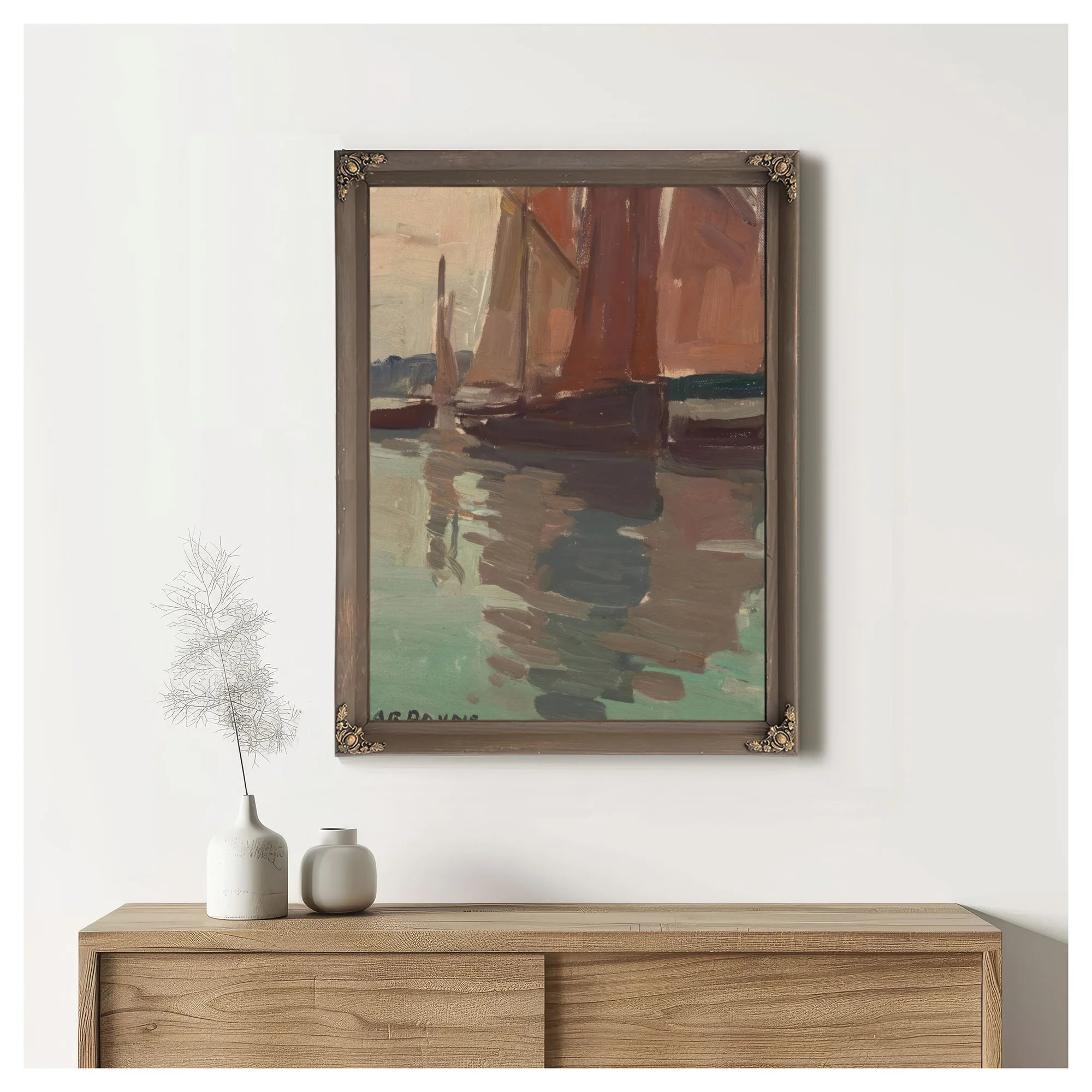 Boats With Red Sails By Edgar Payne Fine Art Print