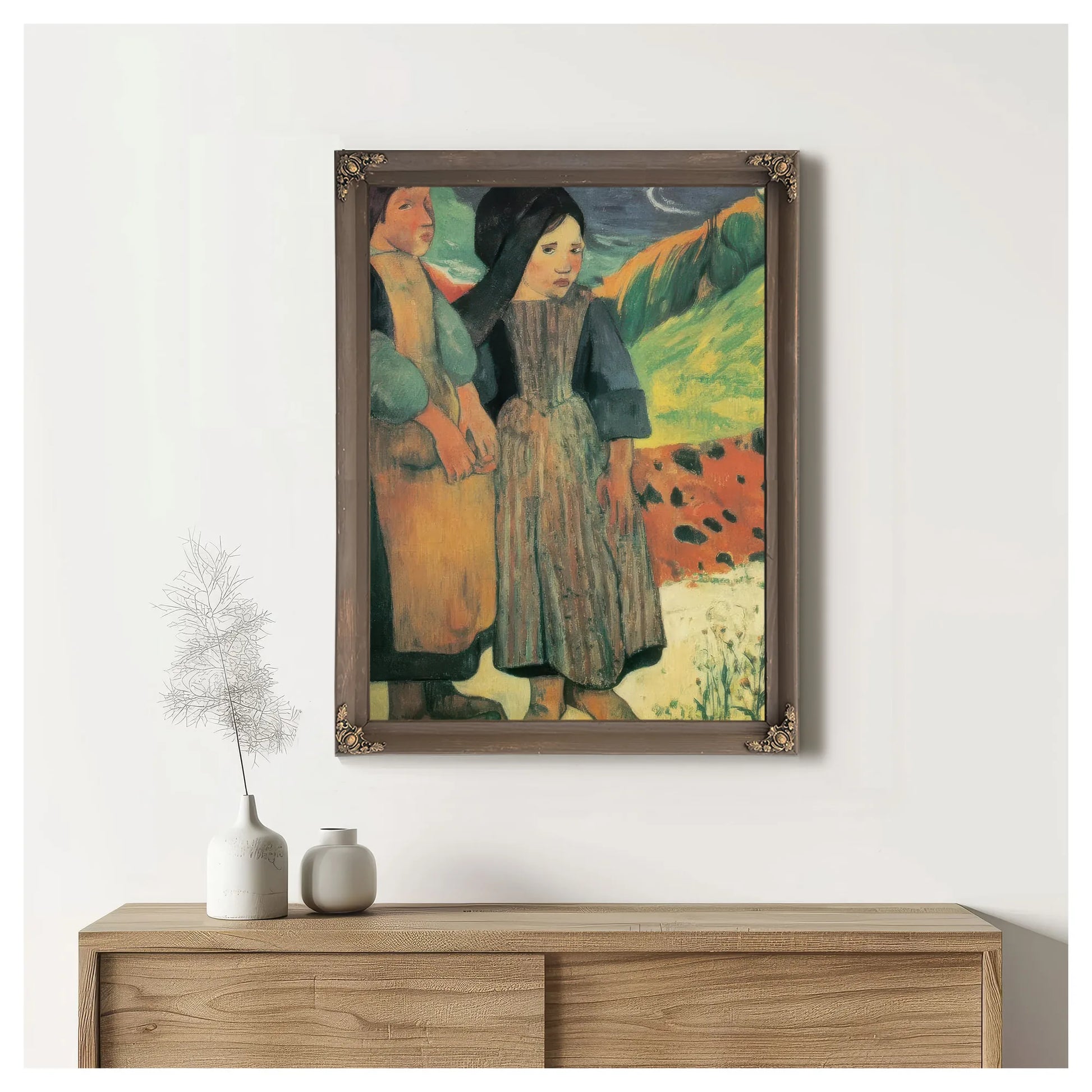 Breton Children On The Seaside By Paul Gauguin Fine Art Print