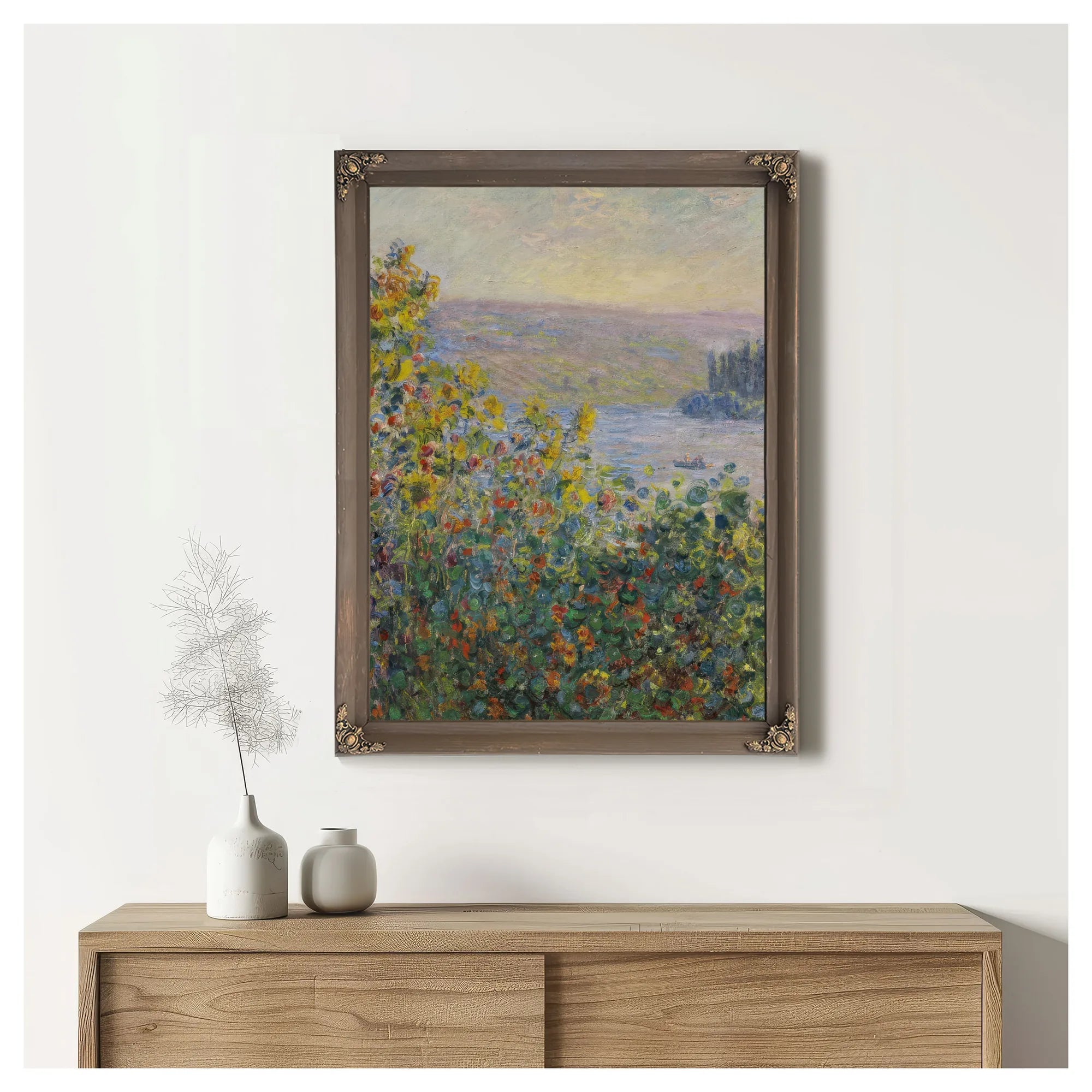 Flower Beds At Vetheuil By Claude Monet Fine Art Print