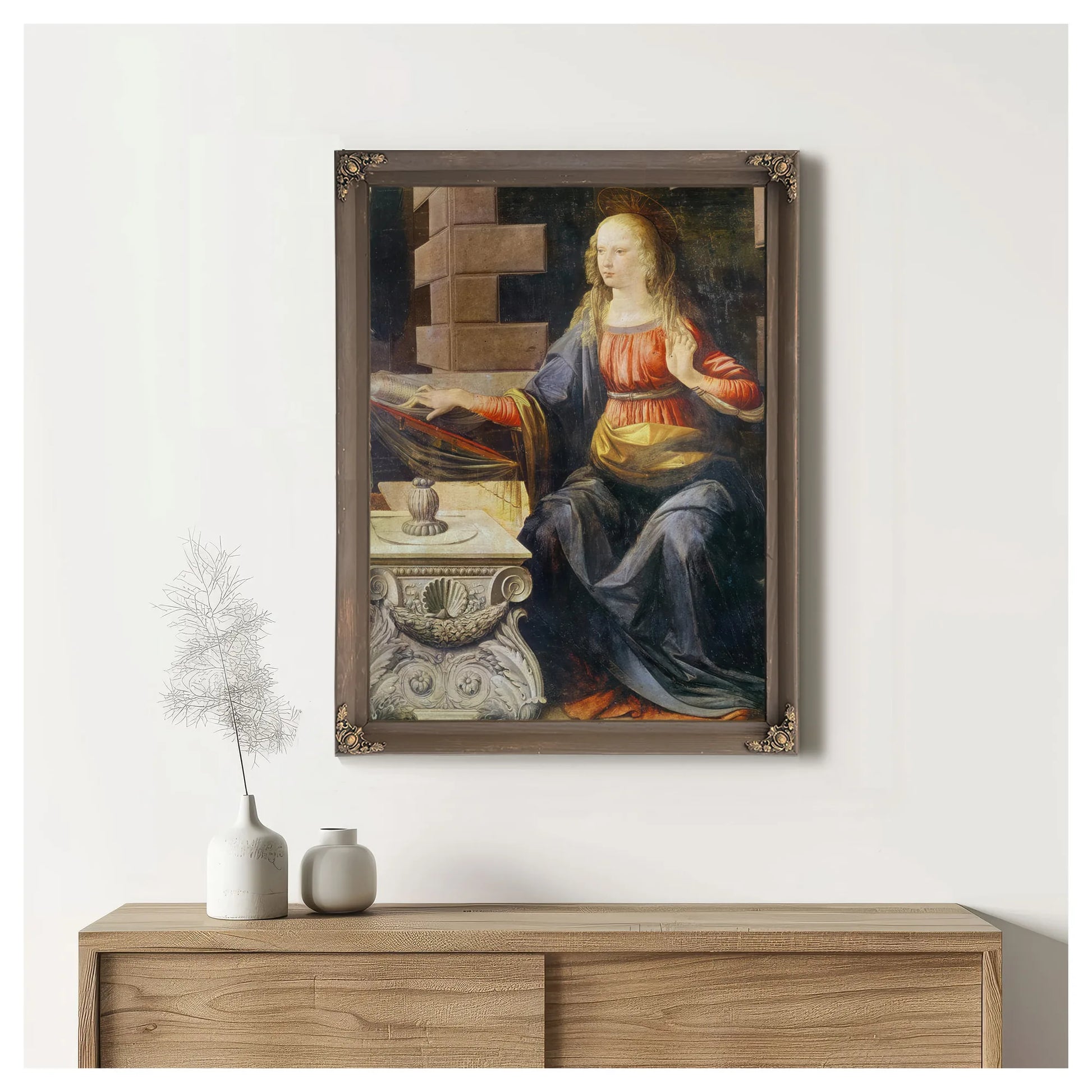 The Annunciation Detail Of The Virgin By Leonardo Da Vinci Fine Art Print
