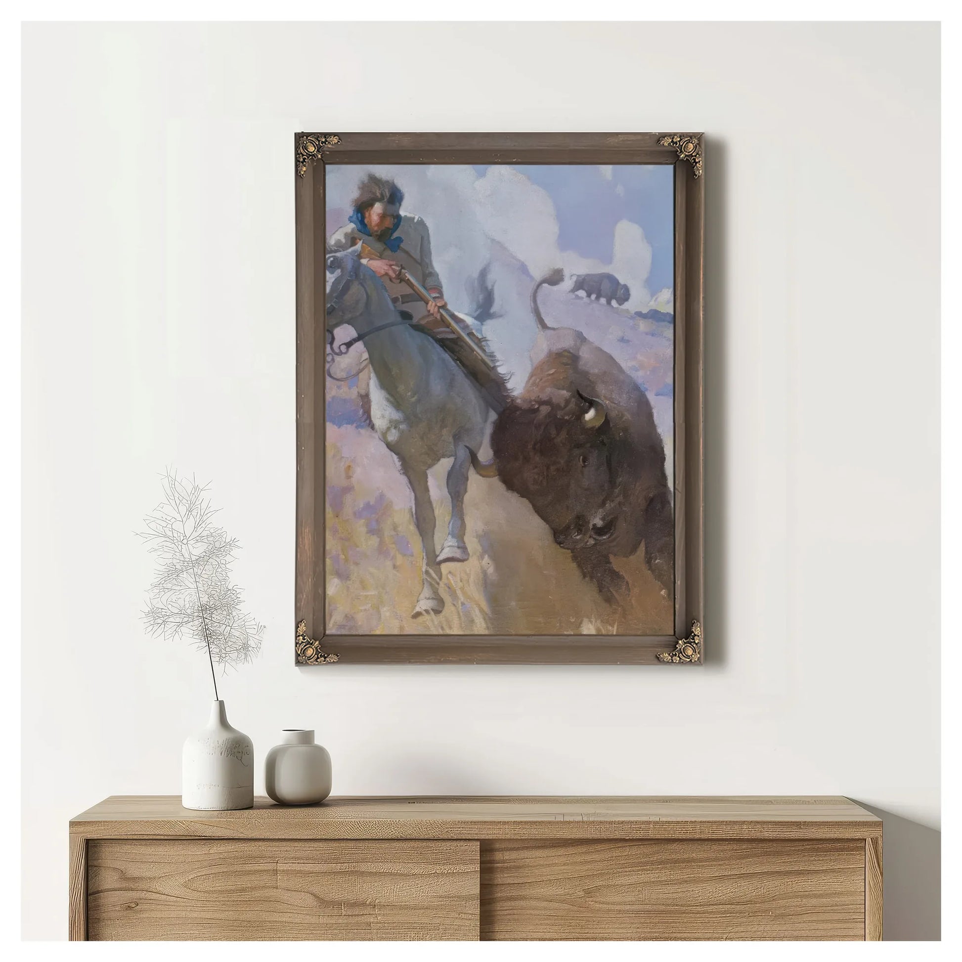 Buffalo Hunt By NC Wyeth Fine Art Print