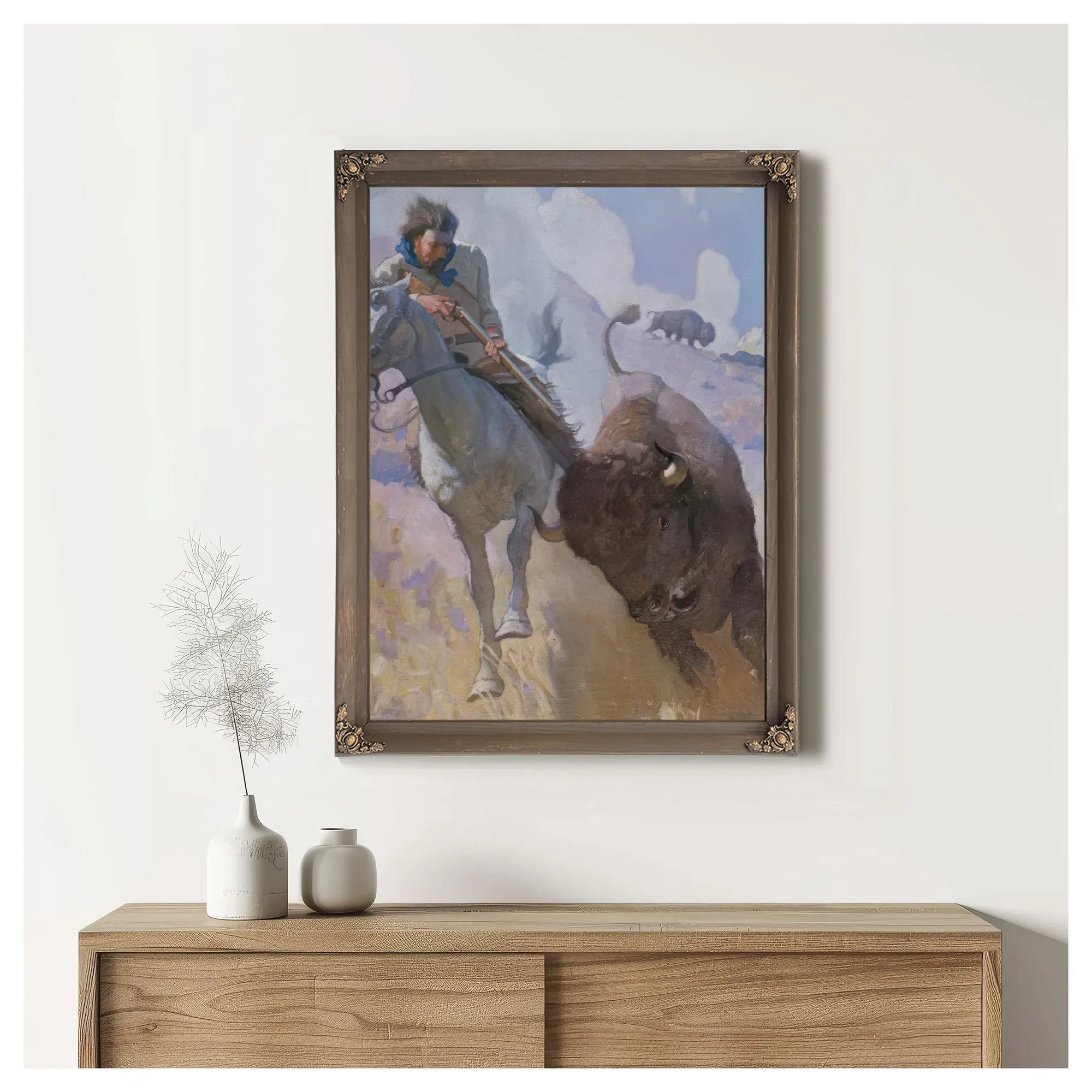 Buffalo Hunt By NC Wyeth Fine Art Print