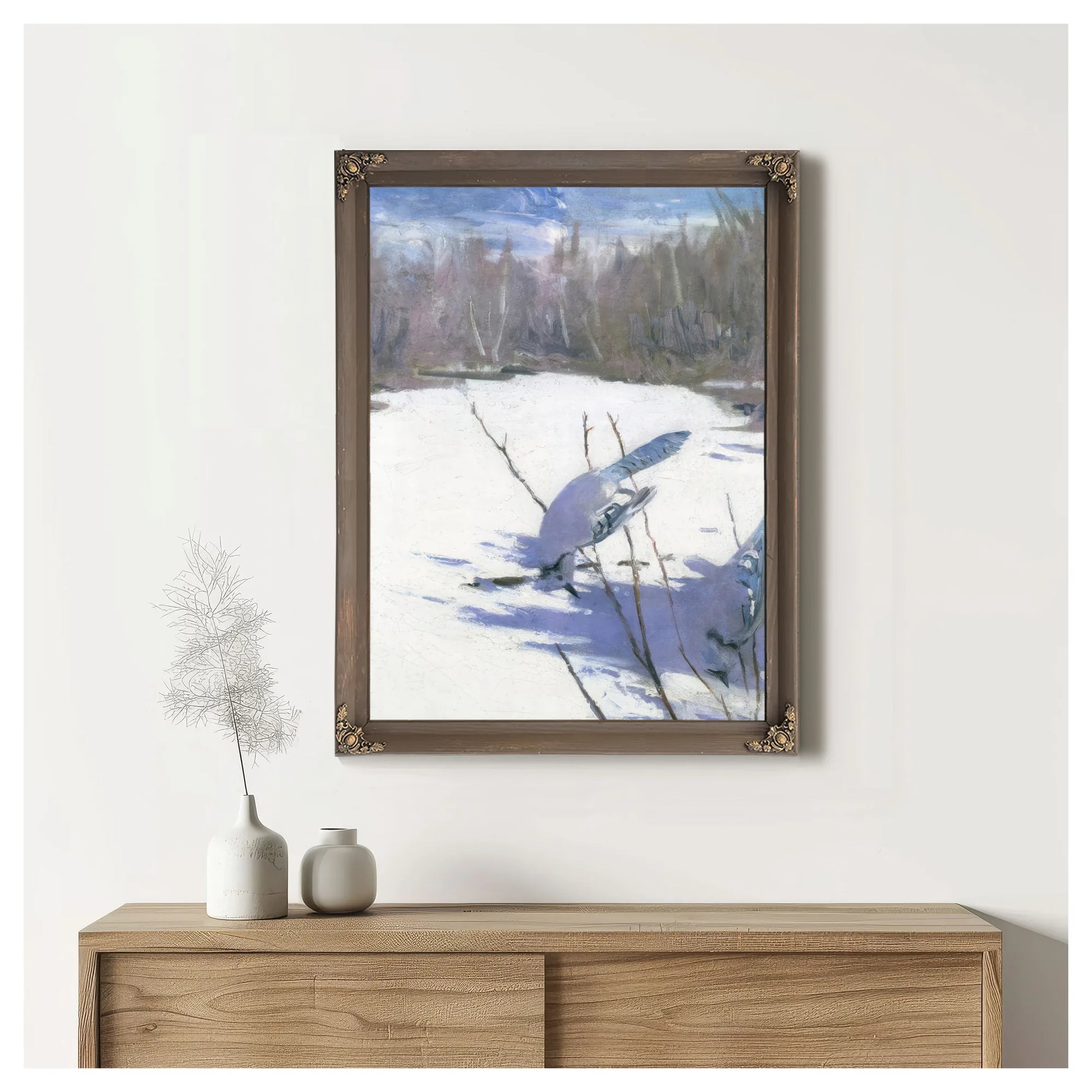 Blue Jays In Winter, Study For Book Concealing Coloration In The Animal Kingdom By Abbott Handerson Thayer Fine Art Print