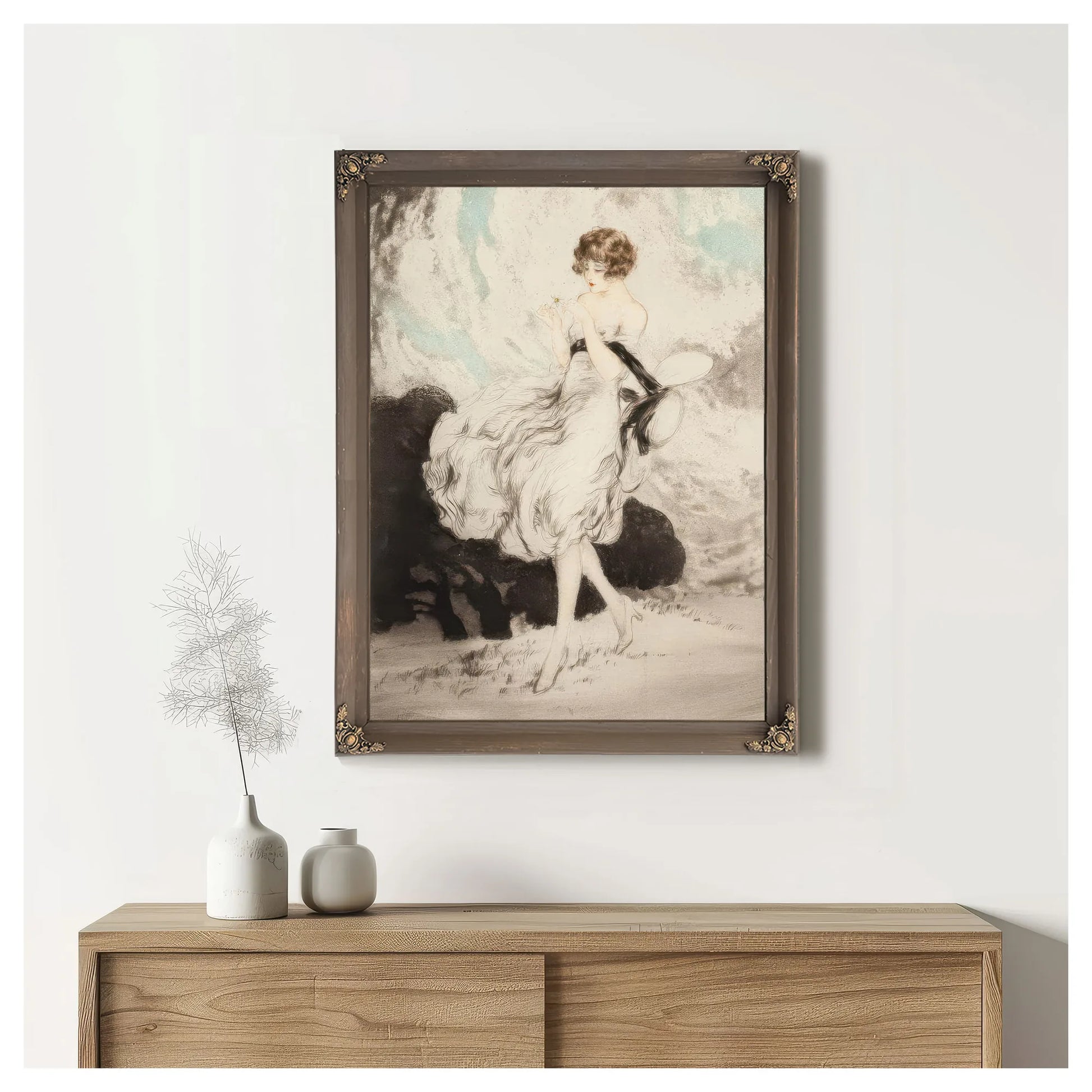 Lady With A Daisy By Louis Icart Fine Art Print