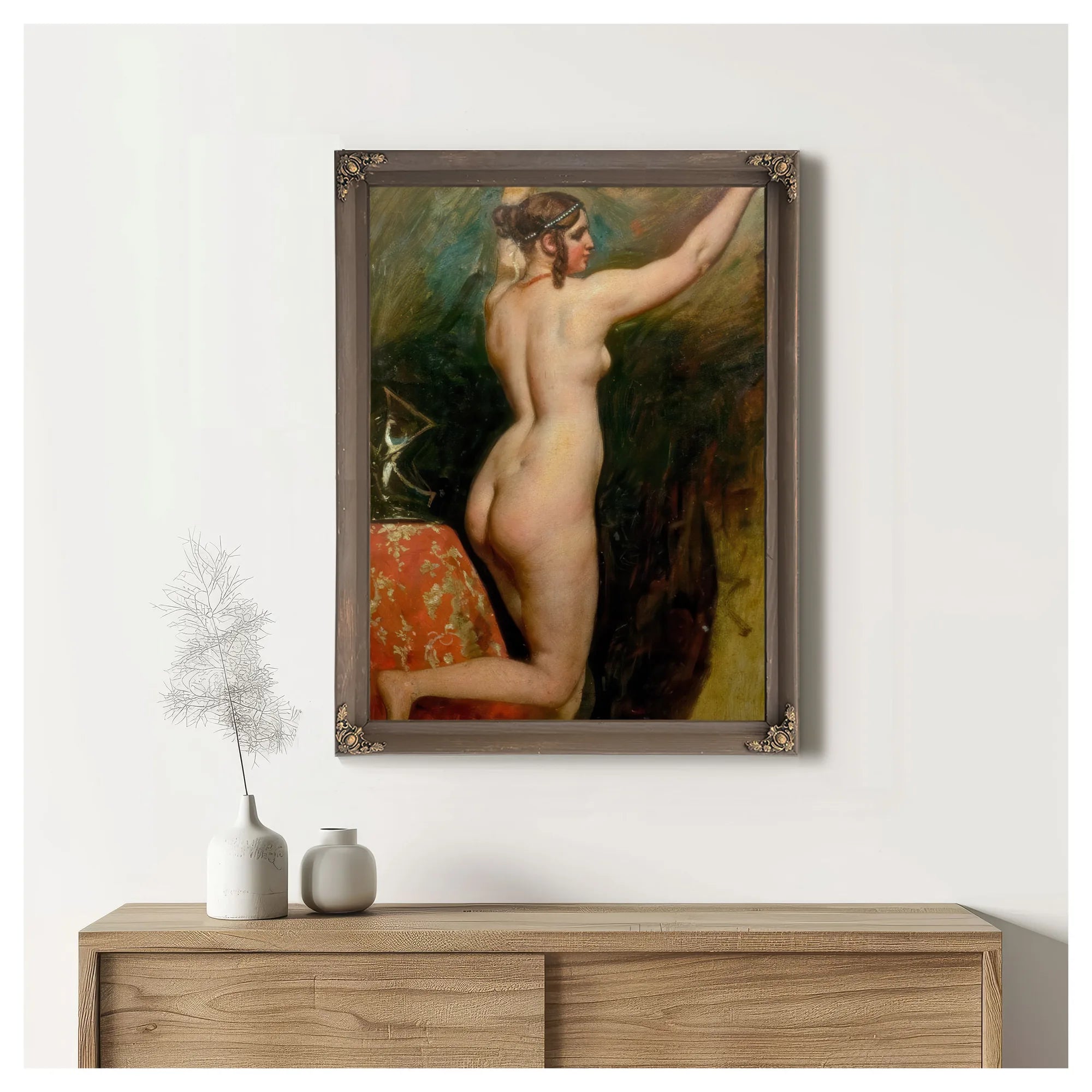 Standing Female Nude With Helmet By William Etty Fine Art Print