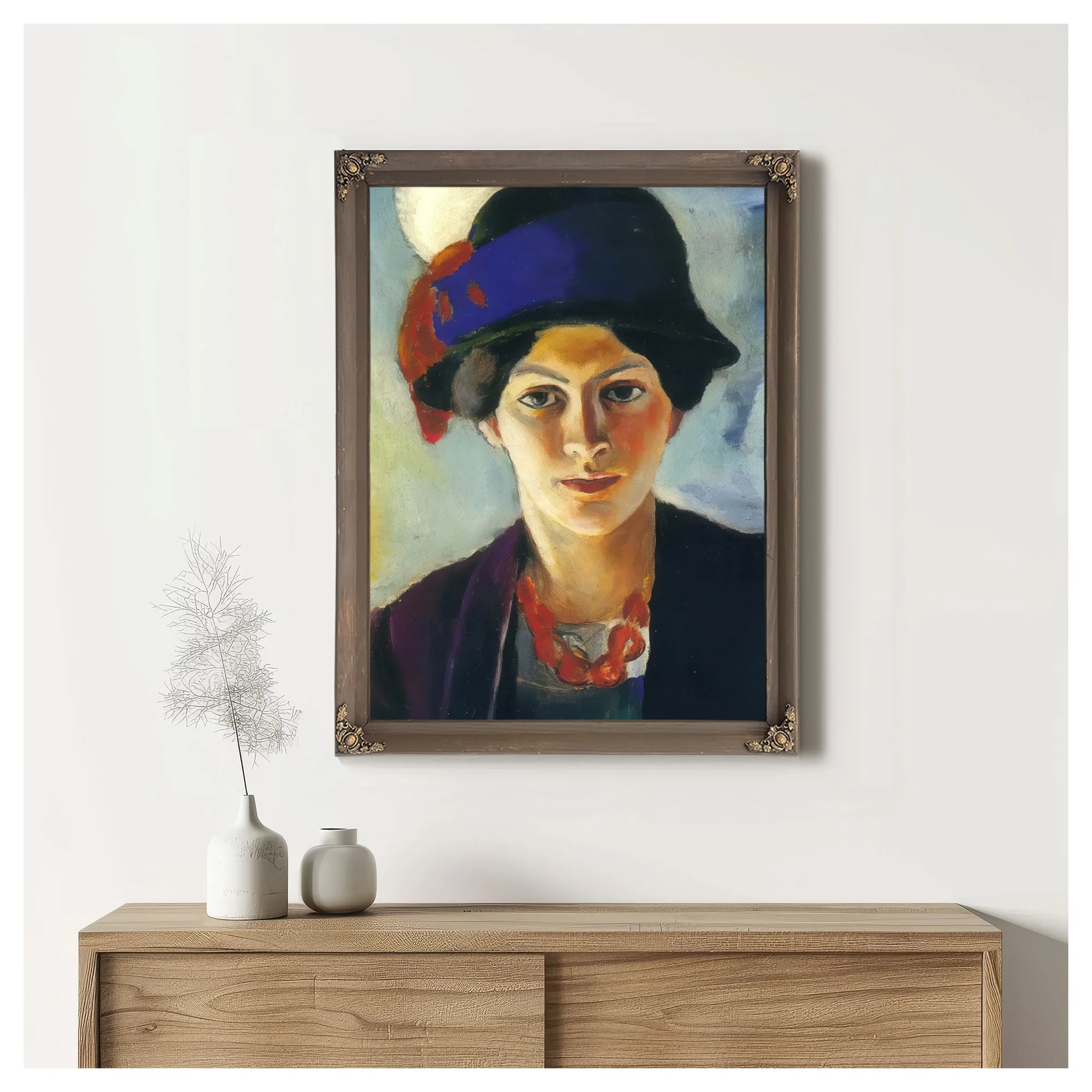 Portrait Of The Painters Wife With Hat By August Macke Fine Art Print