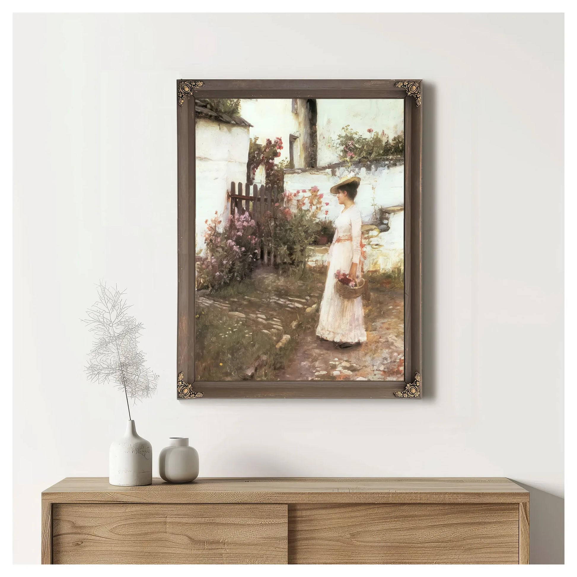 Gathering Flowers In A Devonshire Garden 6 By John Waterhouse Fine Art Print