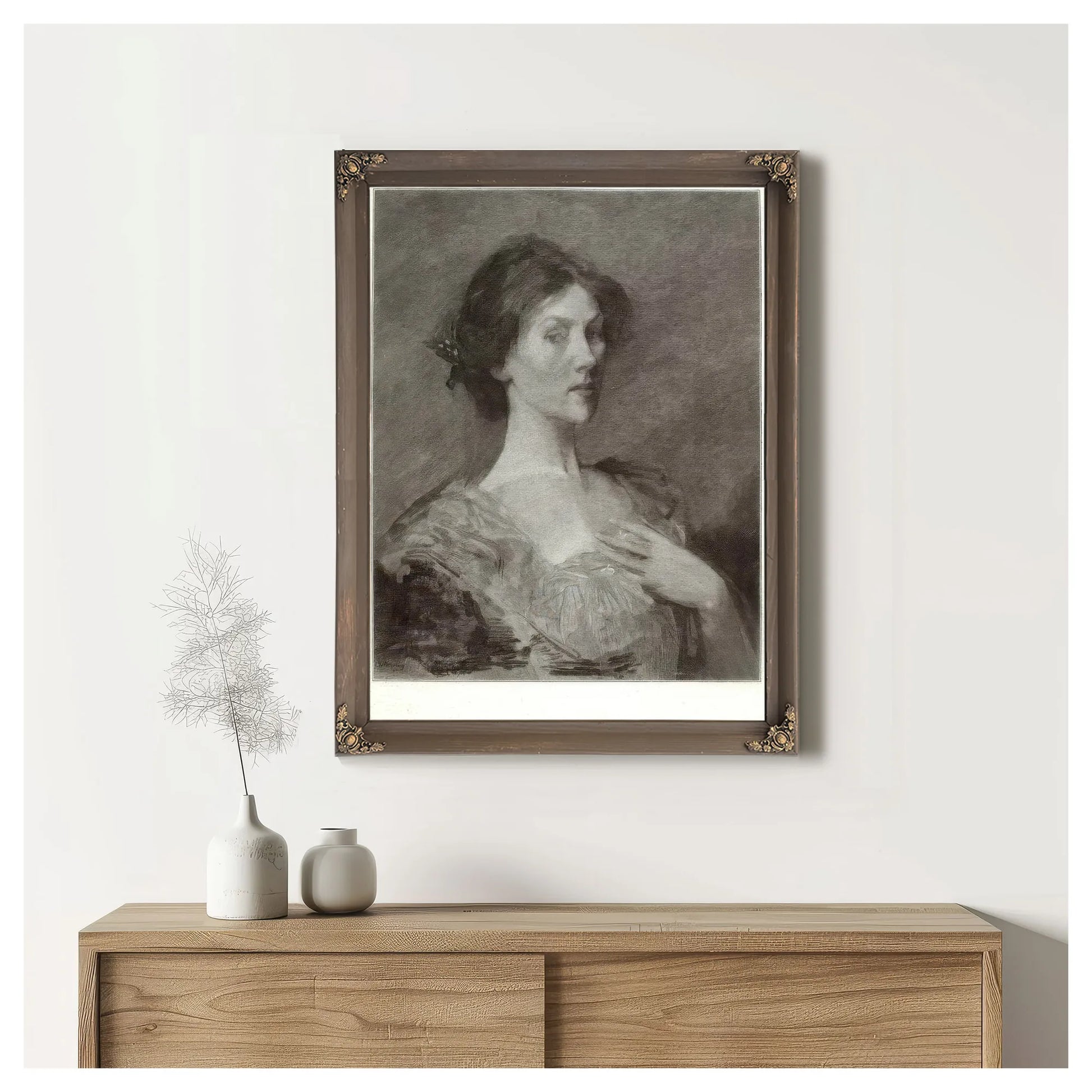 A Head By Thomas Wilmer Dewing Fine Art Print