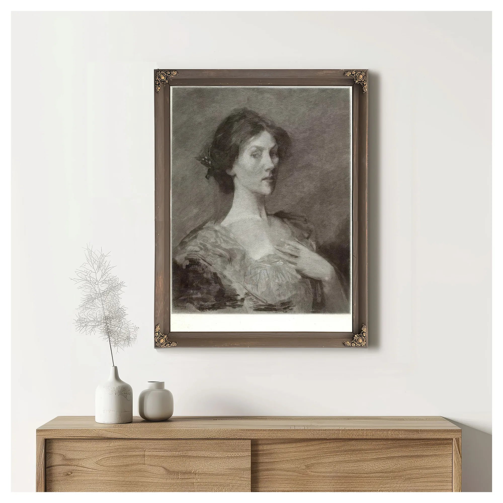 A Head By Thomas Wilmer Dewing Fine Art Print