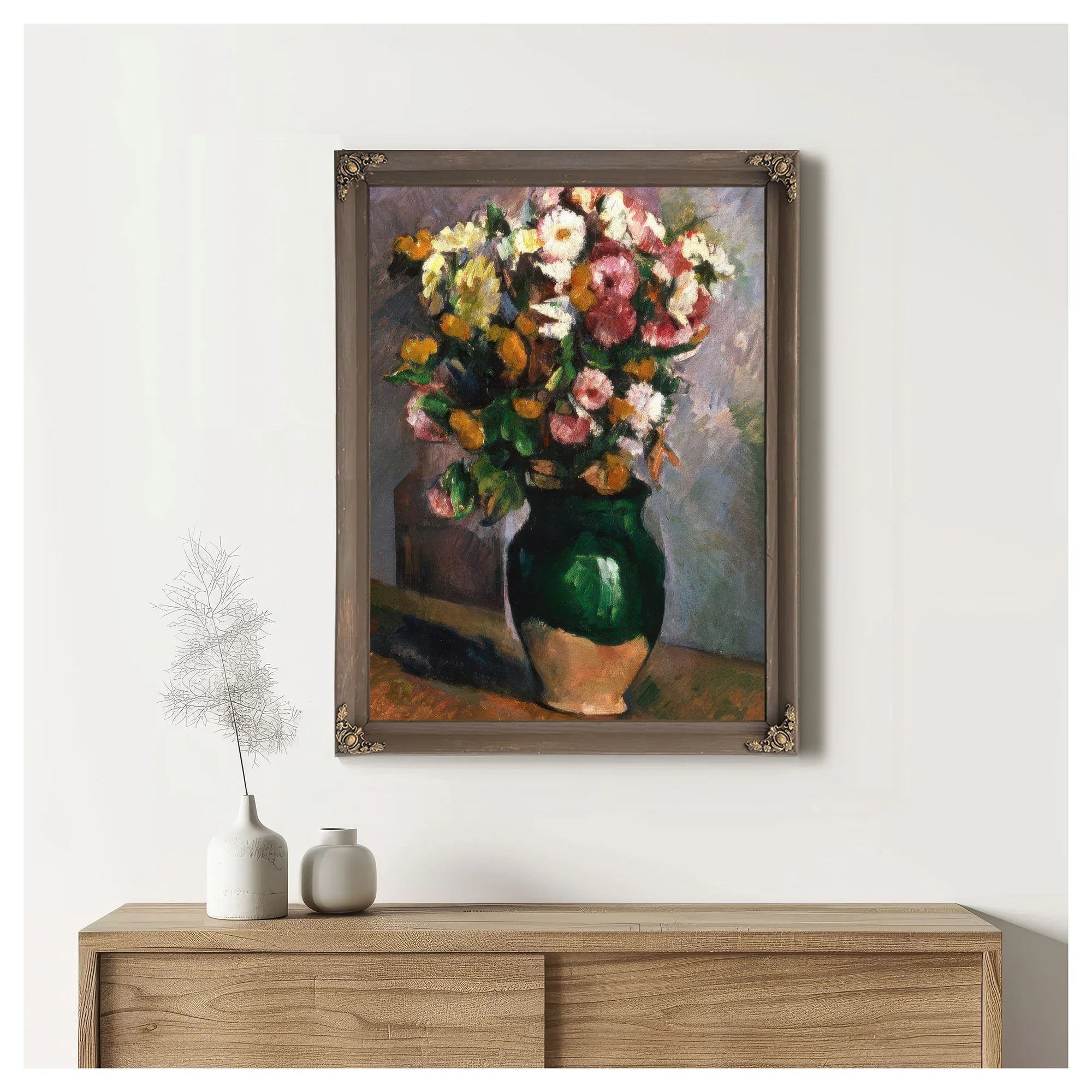 Still Life With Flowers In An Olive Jar By Paul Cezanne Fine Art Print