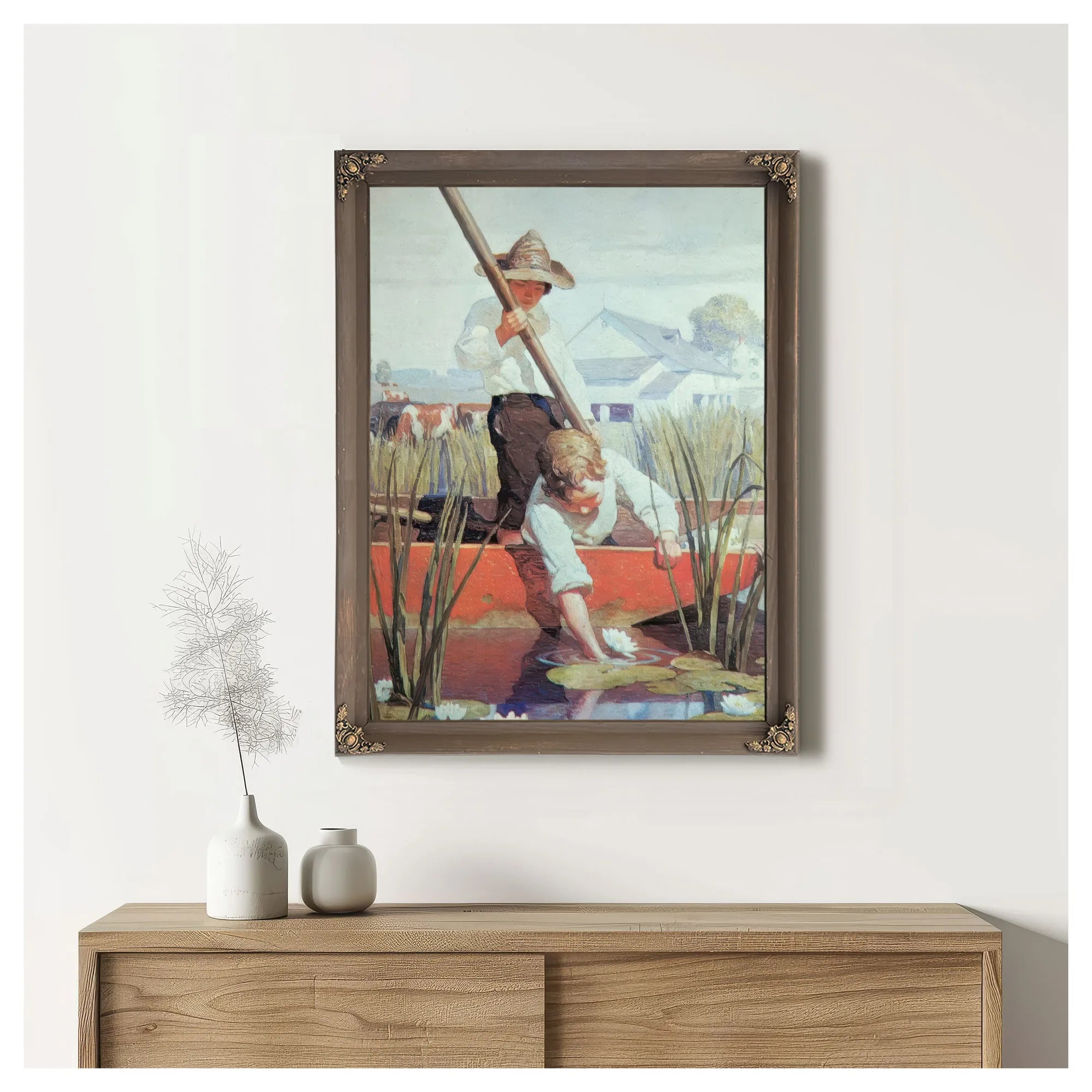 Two Boys In A Punt By NC Wyeth Fine Art Print