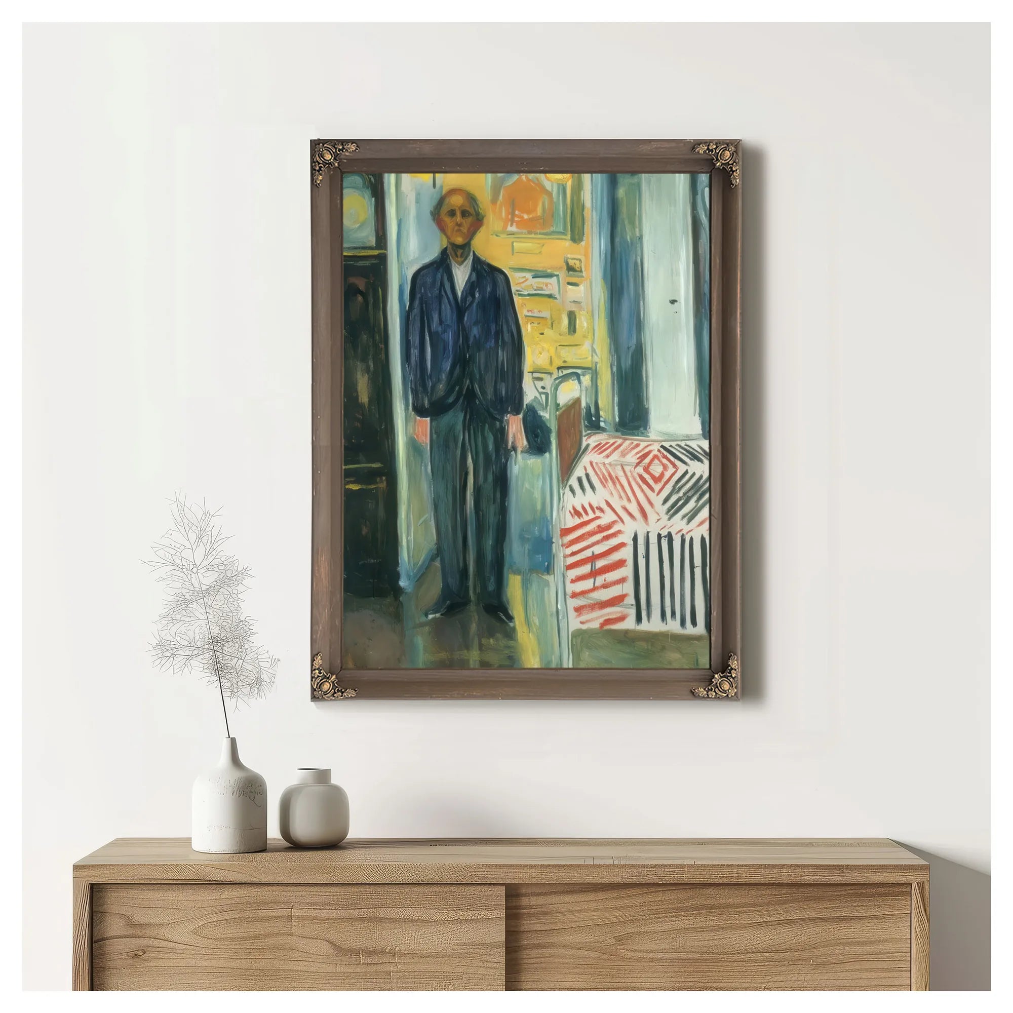 Self Portrait Between Clock And Bed 194042 By Edvard Munch Fine Art Print