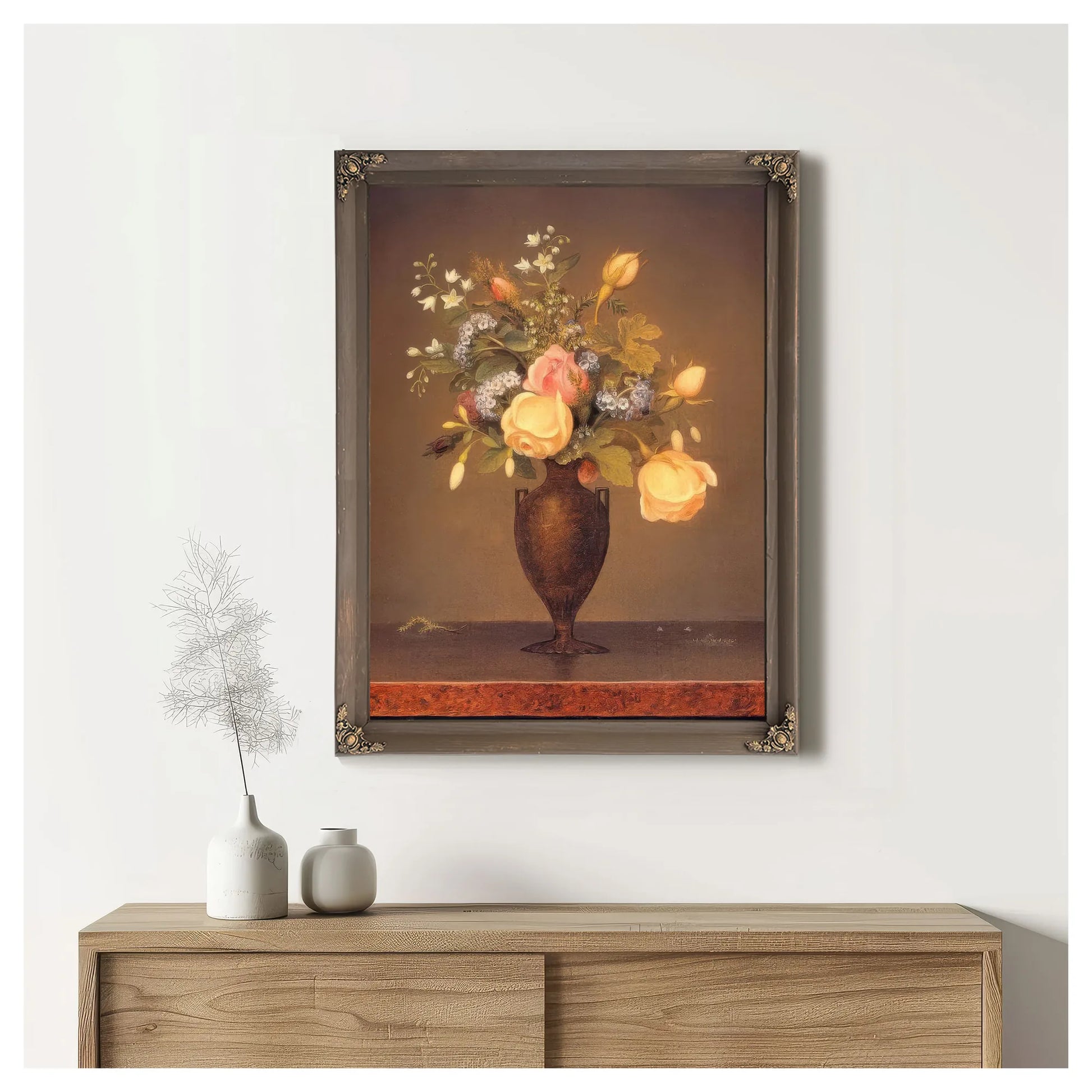 Wildflowers In A Brown Vase By Martin Johnson Heade Fine Art Print