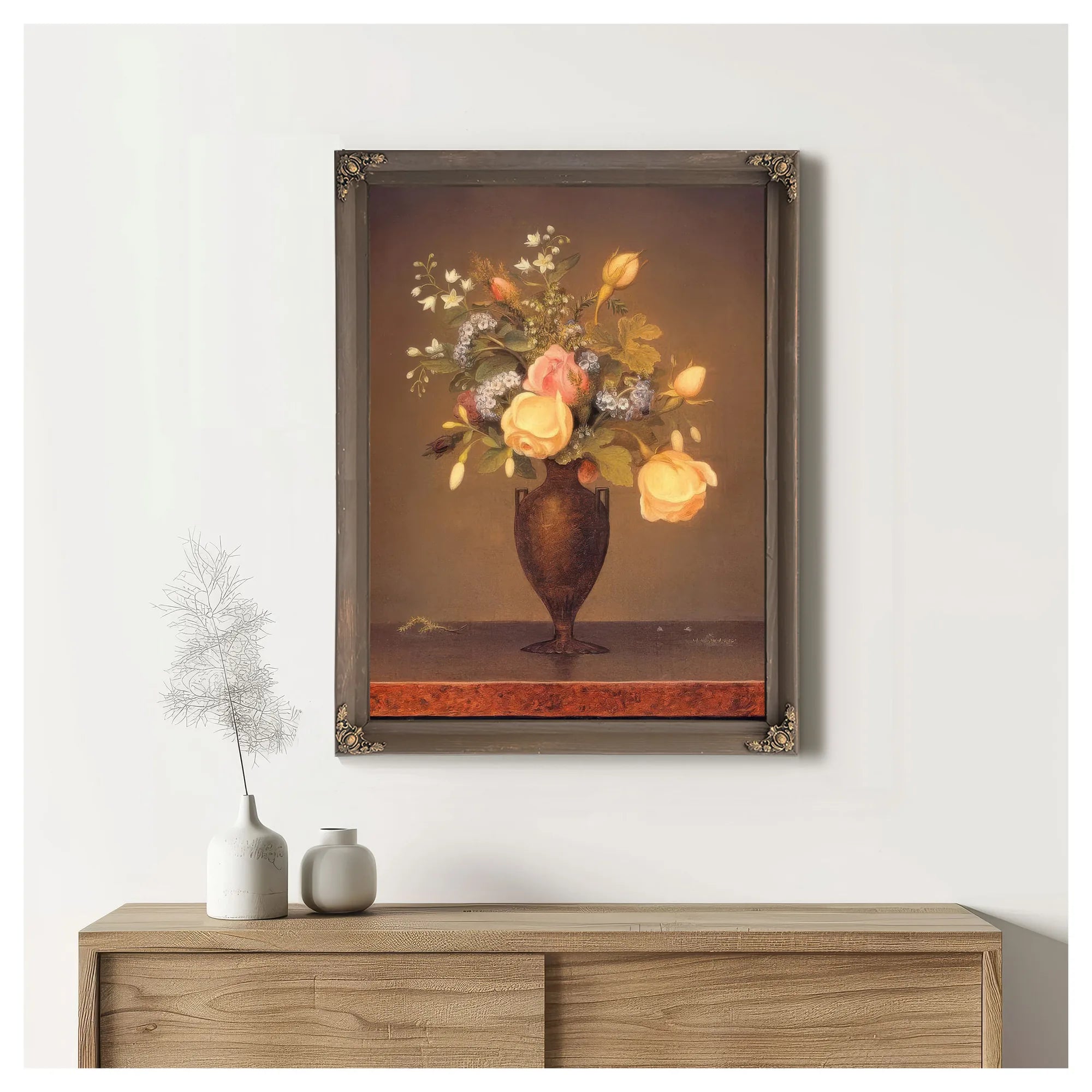 Wildflowers In A Brown Vase By Martin Johnson Heade Fine Art Print