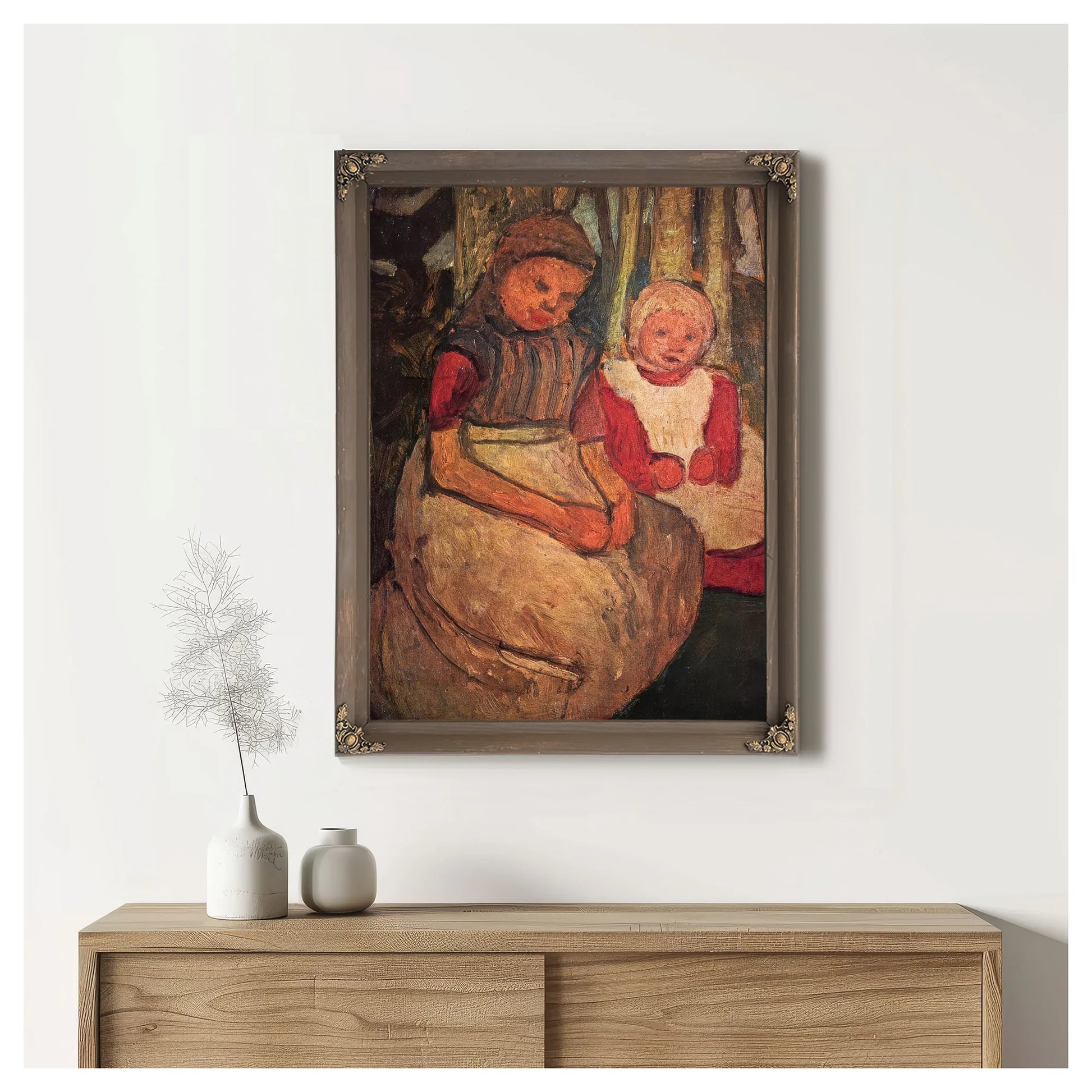 Two Girls Sitting In The Birch Forest By Paula Modersohn Becker Fine Art Print