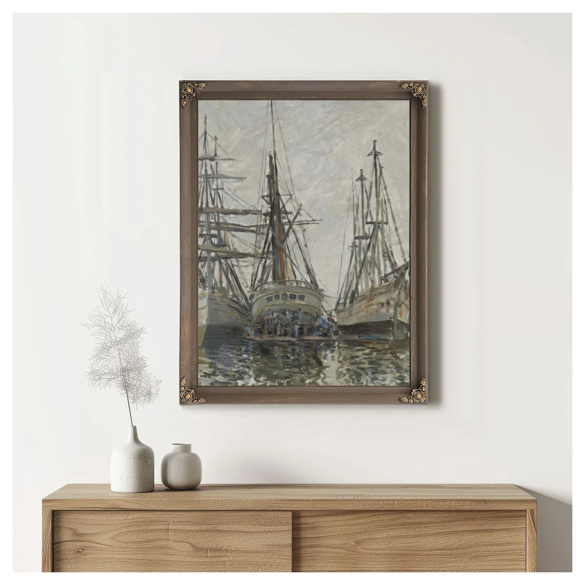 Boats In A Harbour By Claude Monet Fine Art Print