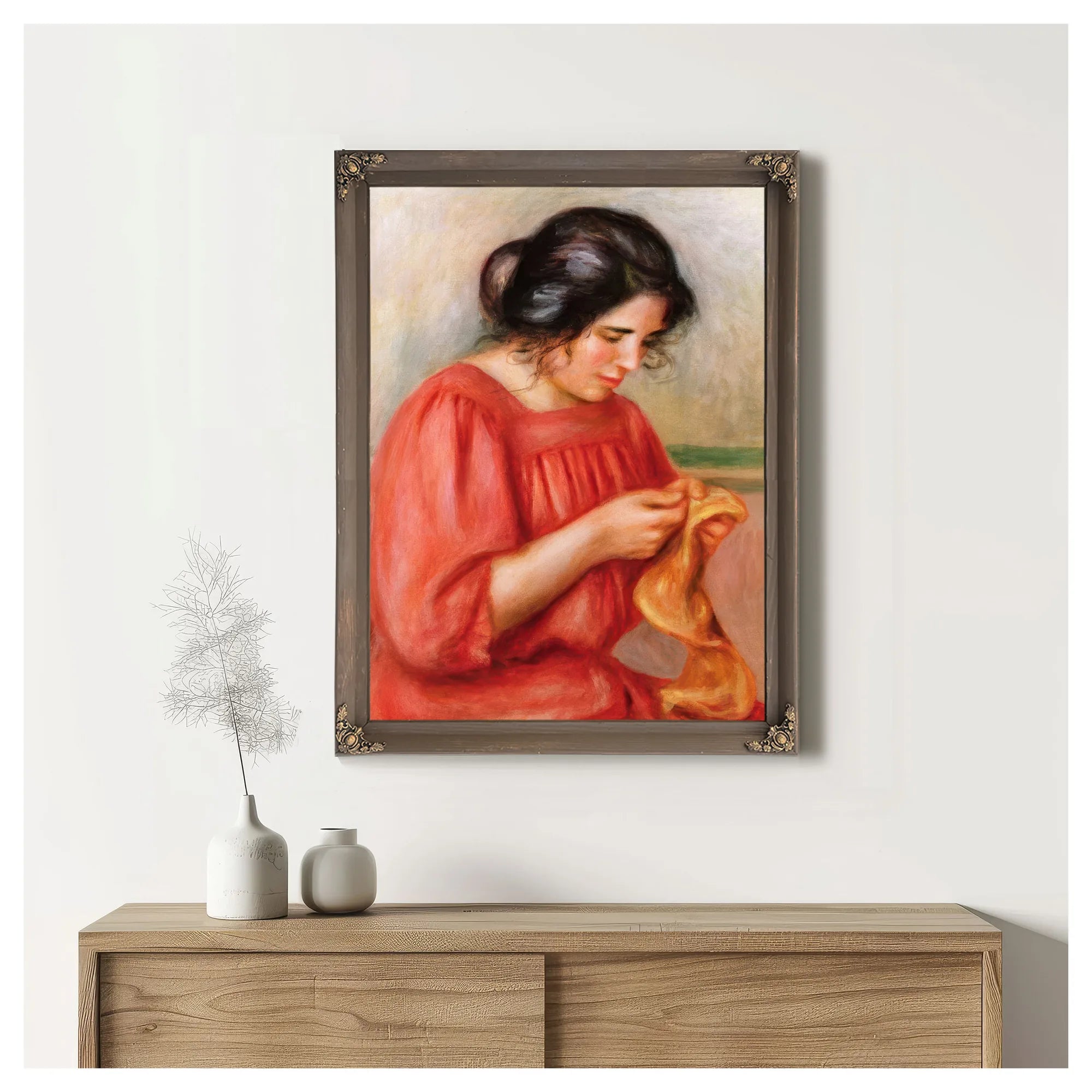 Gabrielle Darning By Pierre Auguste Renoir Fine Art Print